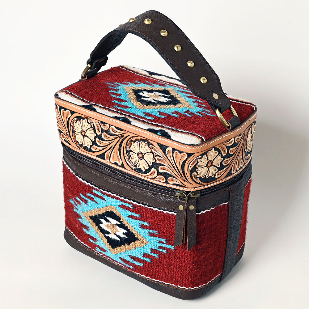 ADBGA427 Genuine Leather Western Handbag - American Darling Hand-Tooled Saddle Blanket Design Women's Purse for Cowgirl Style & Rodeo Events