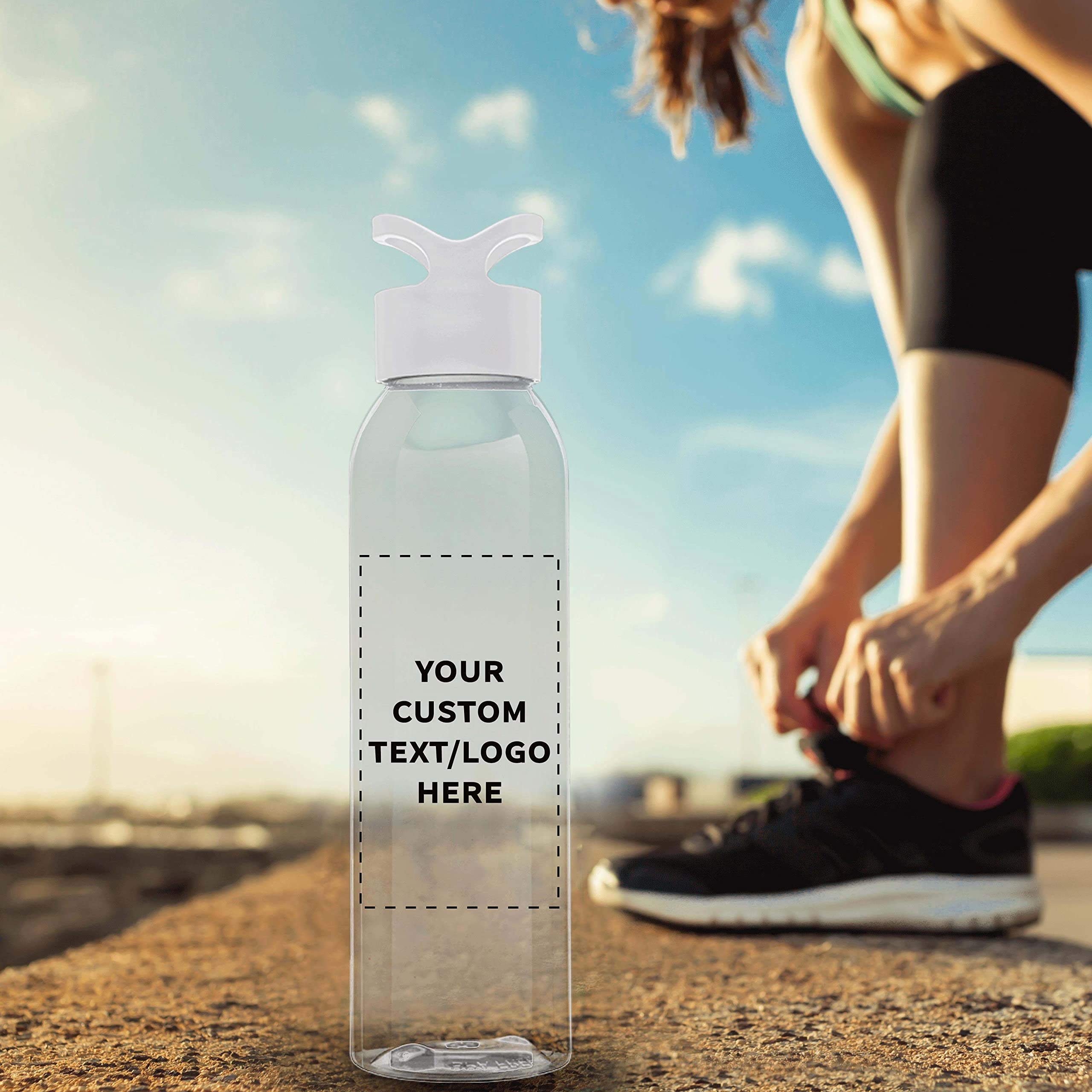 Custom 22oz Tritan Plastic Water Bottles - Personalized with Text/Logo - 50 Pack Bulk Reusable Sports Bottles for Gym, Office & Outdoor Activities - BPA-Free White Water Bottles Wholesale