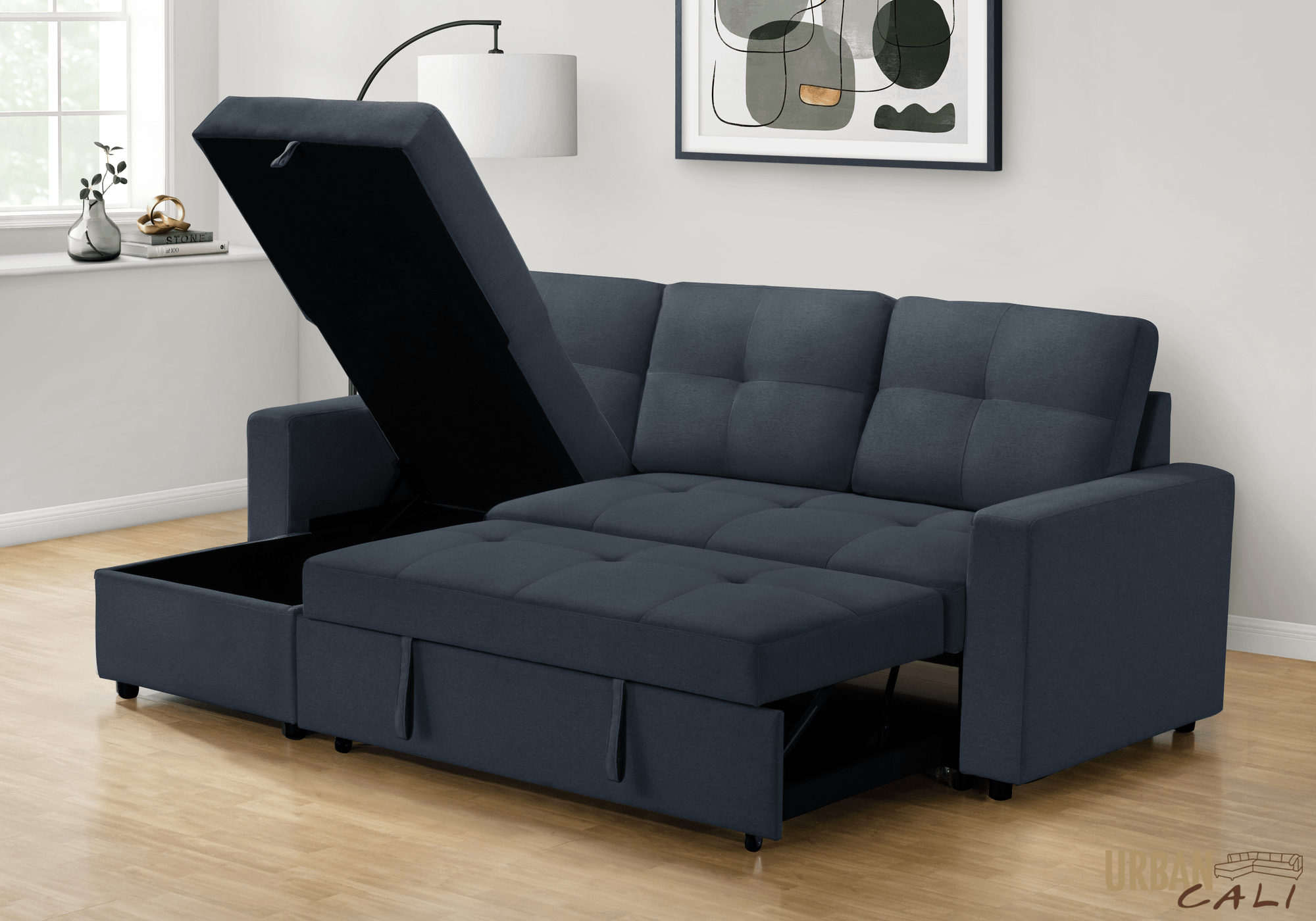 Venice Sleeper Sectional Sofa Bed with Reversible Storage Chaise - 5 Color Options | Convertible Couch for Small Spaces, Guest Room & Apartment Living