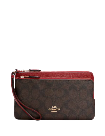 Coach Double Zip Wallet in Signature Canvas - Stylish & Durable Crossbody Wallet for Women | Perfect for Travel, Shopping & Everyday Use