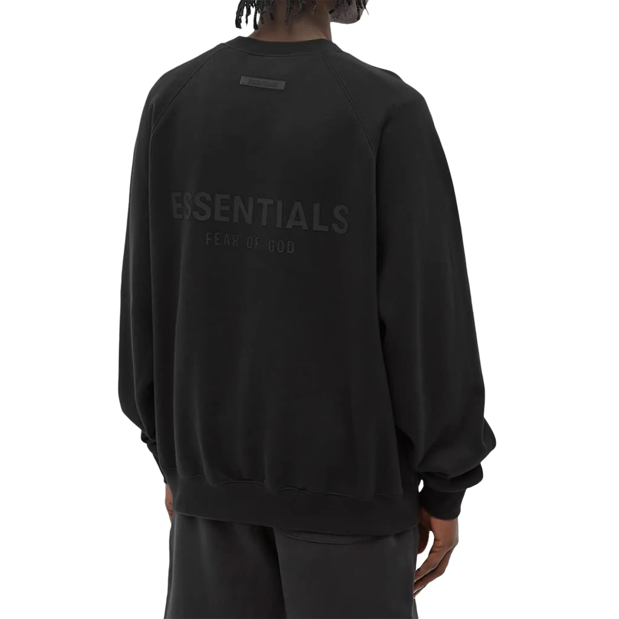 Fear of God Essentials Black Crewneck Sweatshirt (SS21 Collection) - Casual Streetwear for Men, Perfect for Everyday Wear & Layering
