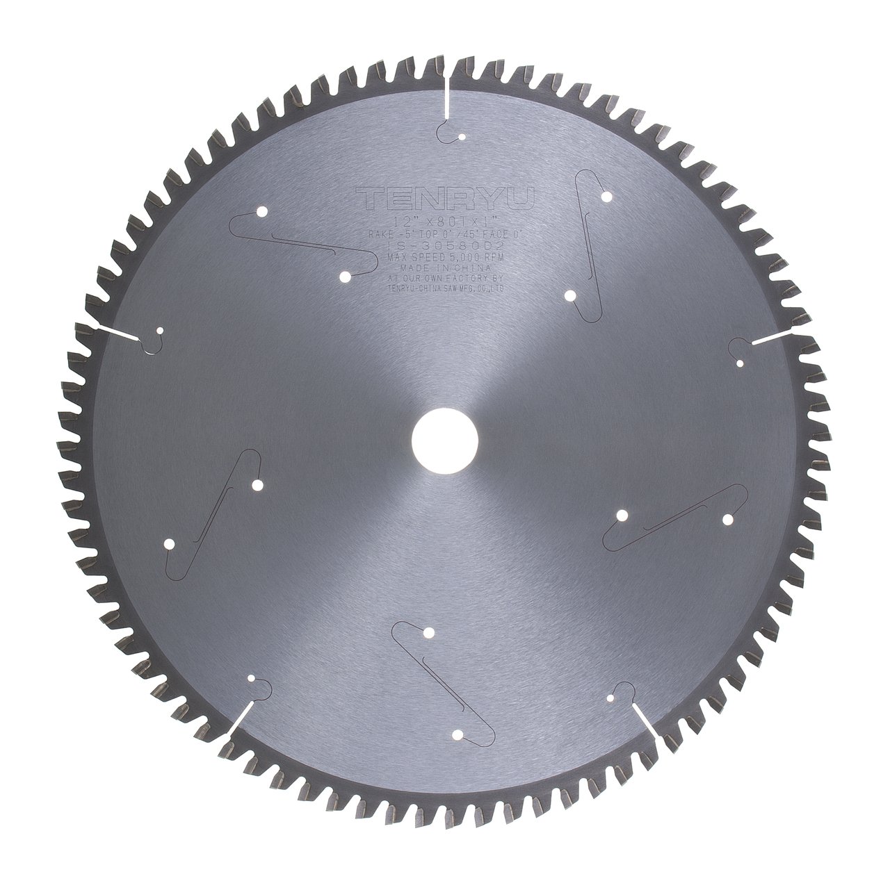 Tenryu IS-30580D2 12-Inch 80-Tooth Fine Finish Circular Saw Blade for Woodworking - Perfect for Plywood, MDF, and Hardwood Cutting