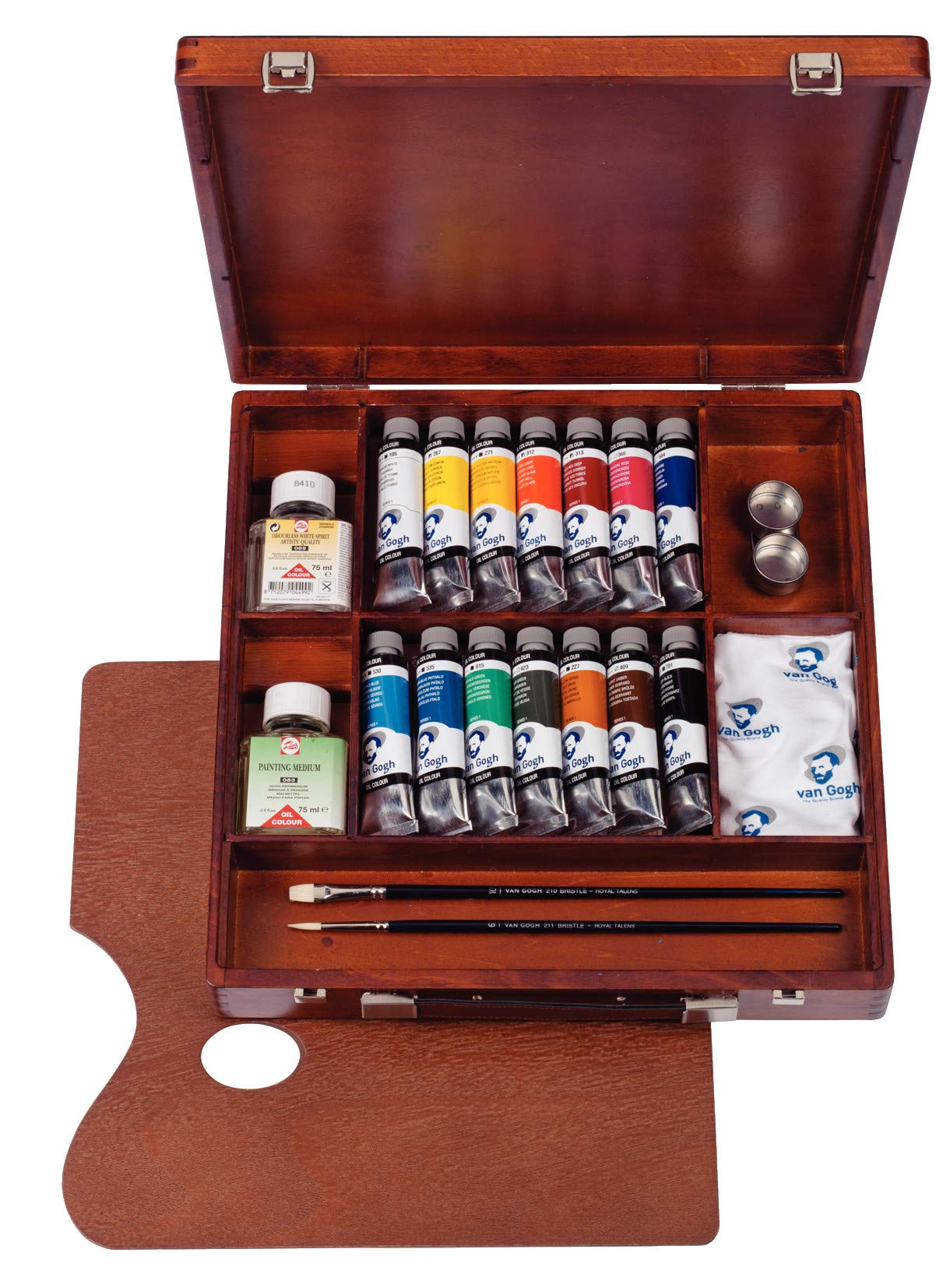 Van Gogh Oil Paint Set - 14x40ml Tubes with Premium Brushes & Wooden Storage Box - Professional Artist Supplies for Canvas Painting & Art Projects