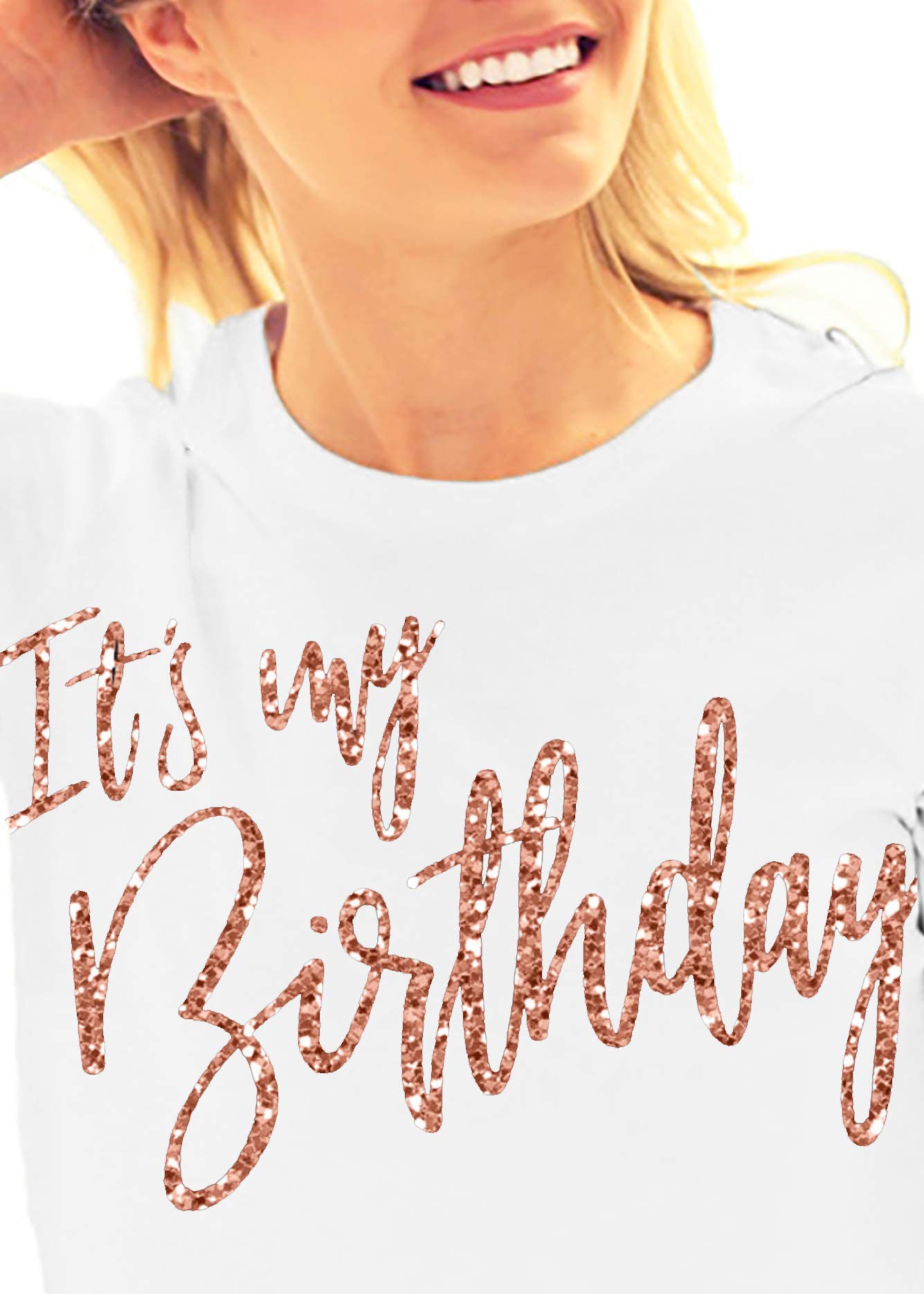Women's Birthday Squad T-Shirt - Glam Rose Gold Party Tee - Small Black Crewneck Top for Bachelorette, Girls Night Out & Celebrations