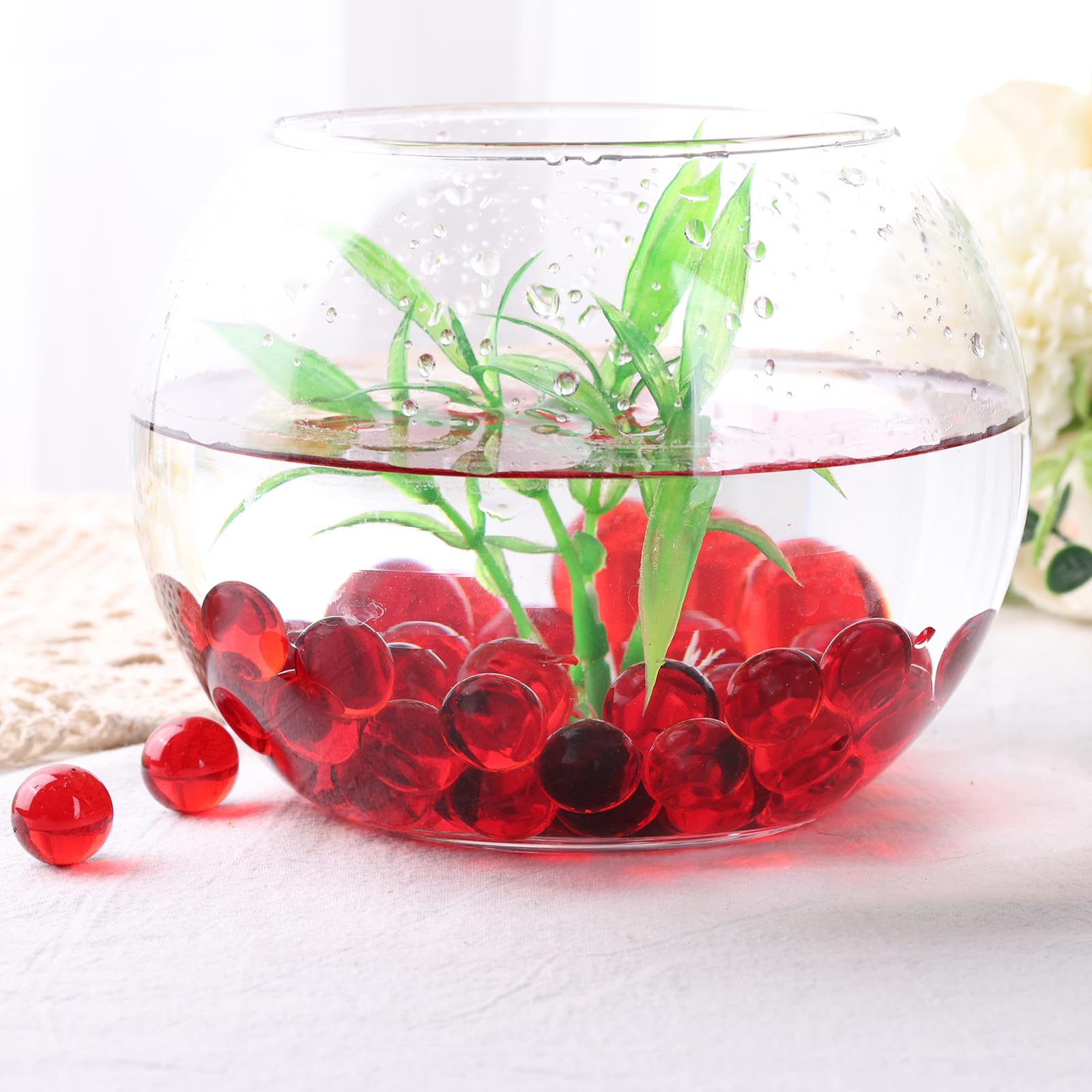 DomeStar 1LB Bulk Glass Marbles - 0.63 Inch Vase Fillers, Decorative Red Glass Beads for Home Decor, Centerpieces, Floral Arrangements & DIY Crafts