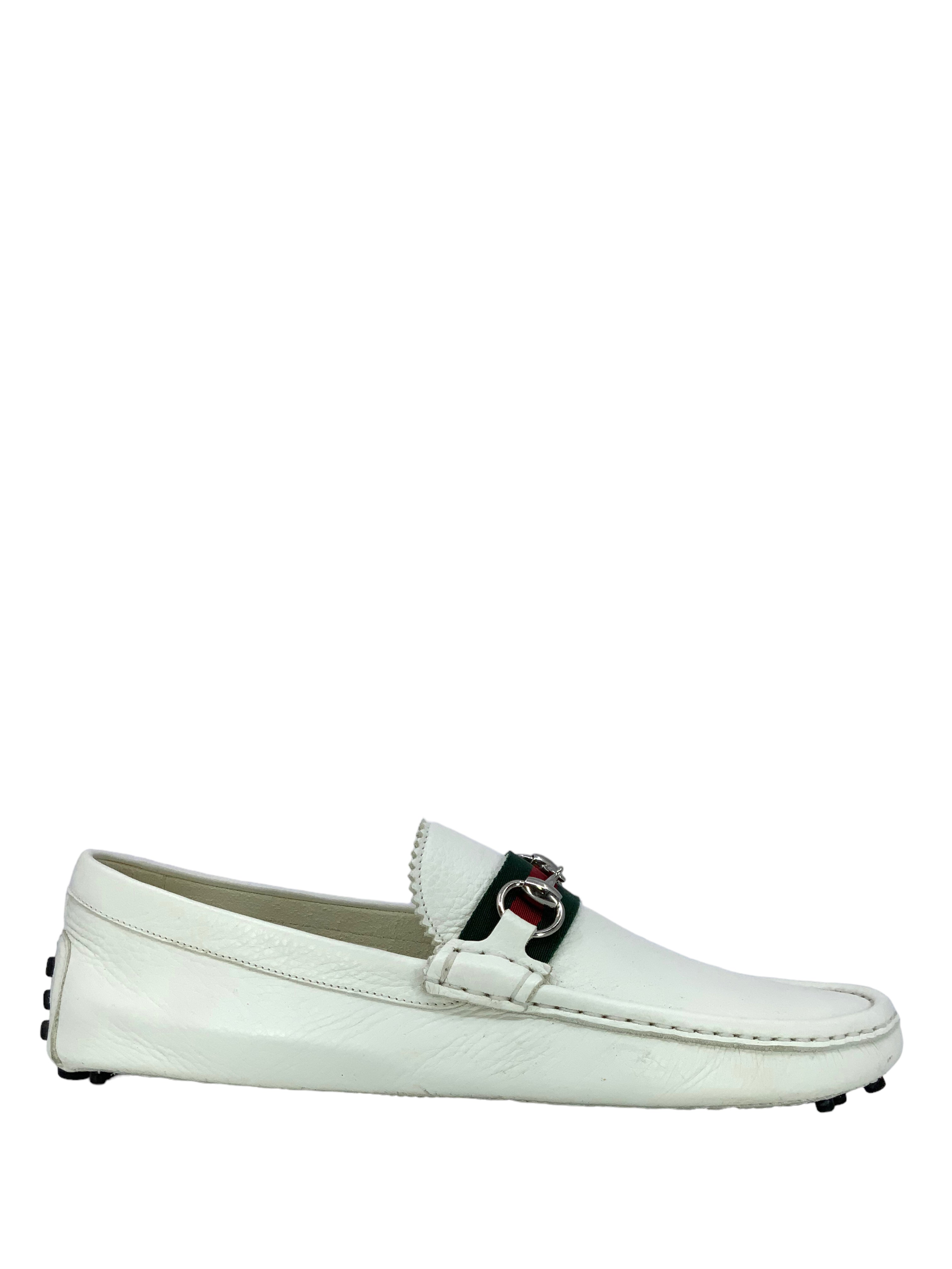 GUCCI Horsebit Web Leather Men's Driving Loafers Size 9.5 - Premium Italian Designer Shoes for Business Casual & Luxury Travel - Perfect for Office, Parties & Formal Events