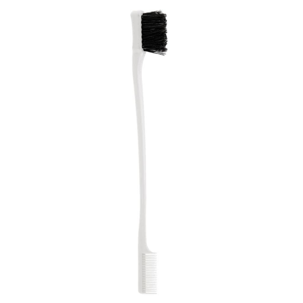 VMS INDIA 7-Inch Double Sided Edge Control Hair Brush - Styling Comb for Smooth Edges & Flyaways - Perfect for Natural Hair, Braids, Weaves & Wigs (White)