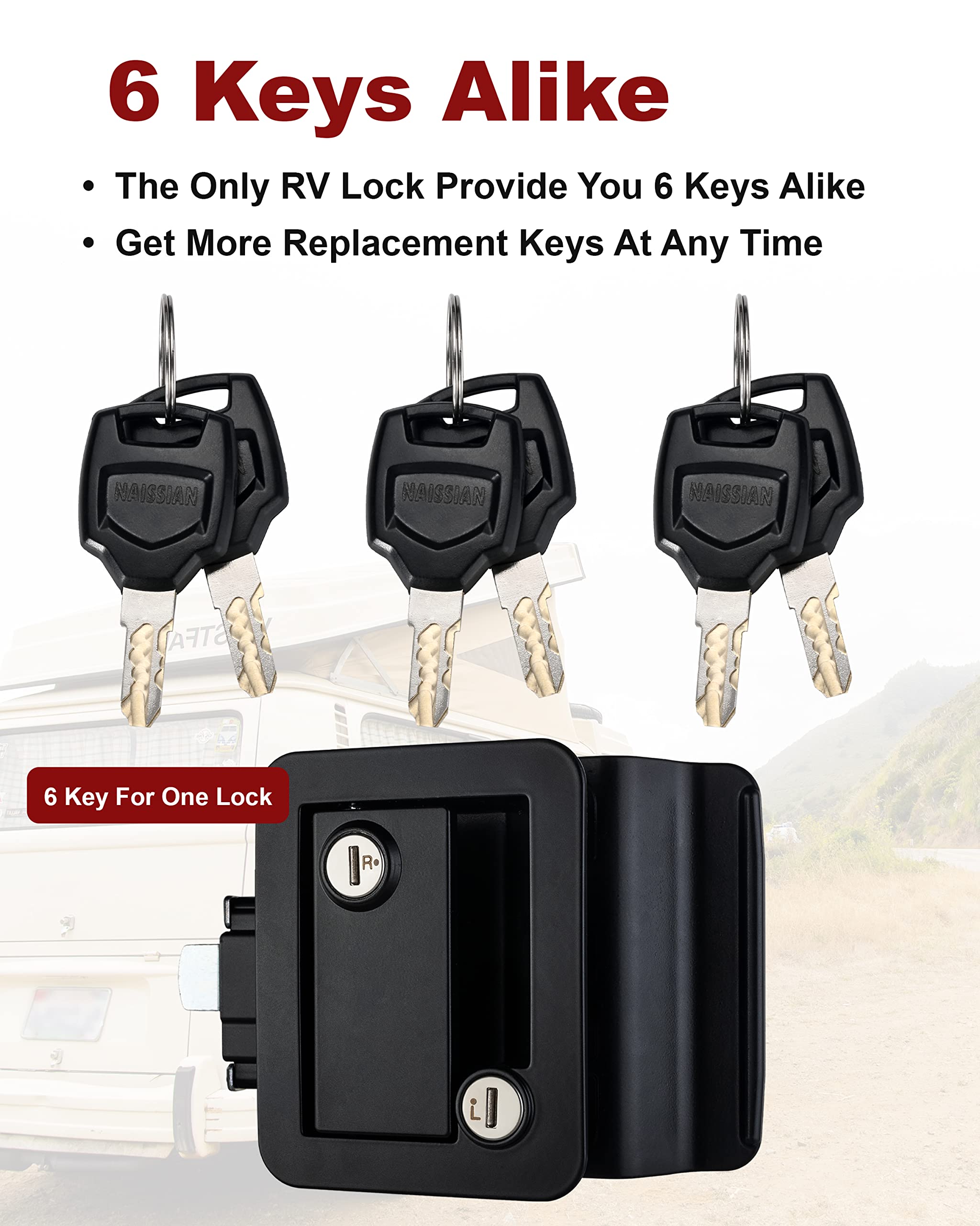 Universal RV Camper Door Lock Latch with Deadbolt & Handle - Heavy Duty Security Lock for Travel Trailers, 5th Wheels & Compartment Doors (Black, 3-Pack with 12 Matching Keys) | Perfect for Outdoor Adventures & Camper Security