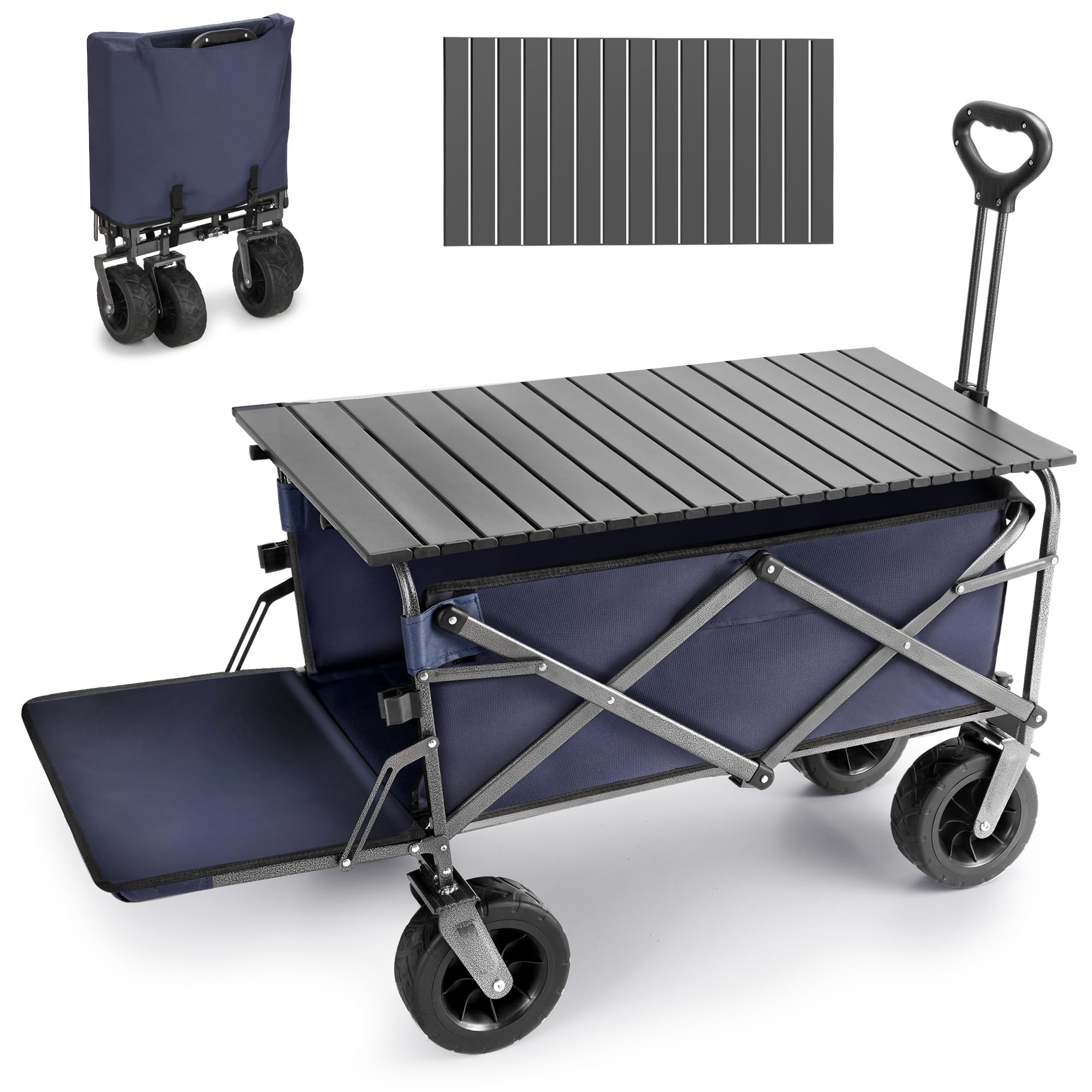 Rengue Heavy Duty Collapsible Wagon Cart with Foldable Table - 300LBS Capacity, 43