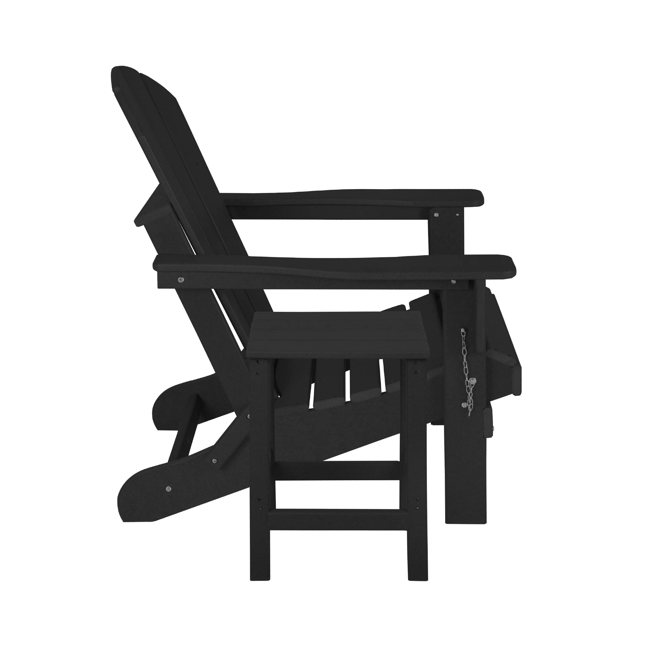 WestinTrends Malibu 2-Piece All-Weather Adirondack Chair Set with Side Table - Durable Outdoor Plastic Patio Furniture for Porch, Deck, Backyard & Garden - Perfect for Relaxing in Black