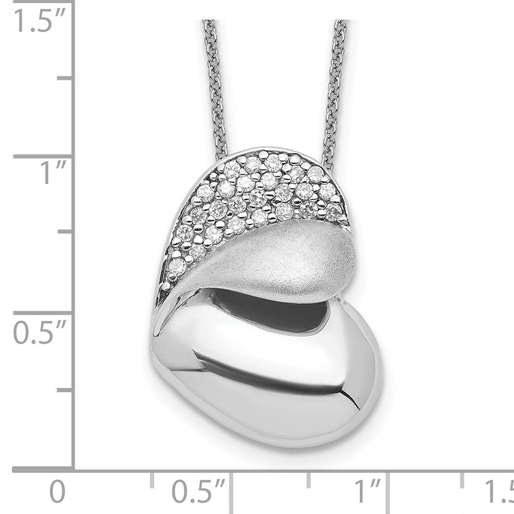 Sterling Silver CZ Heart Necklace - 18 Inch Elegant Pendant for Women | Perfect Gift for Valentine's Day, Anniversary & Special Occasions