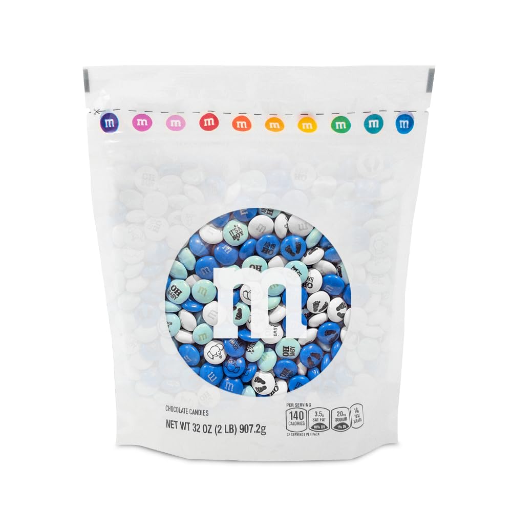M&M’S It's A Boy Milk Chocolate Candy - 2lbs White & Blue Candy for Baby Showers, Gender Reveals, Party Favors & Decorations | Perfect for Celebrations, Gifts & Dessert Tables