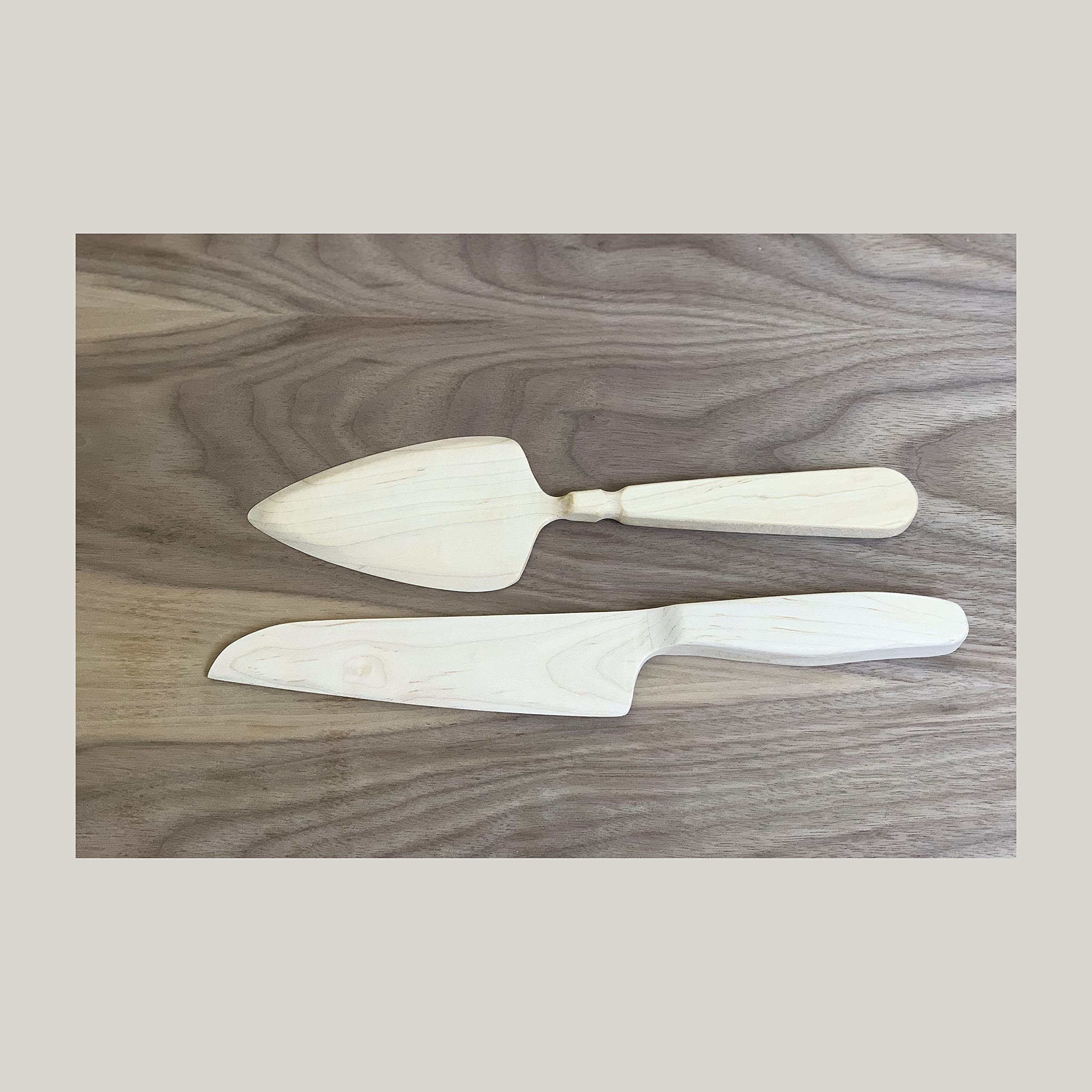 Personalized Laser Engraved Wooden Cake Set with Heart - Rustic Wedding Cake Cutting Server & Knife - Perfect Wedding Gift, Anniversary Gift for Couples - Ideal for Farmhouse Weddings, Romantic Celebrations and Cake Serving