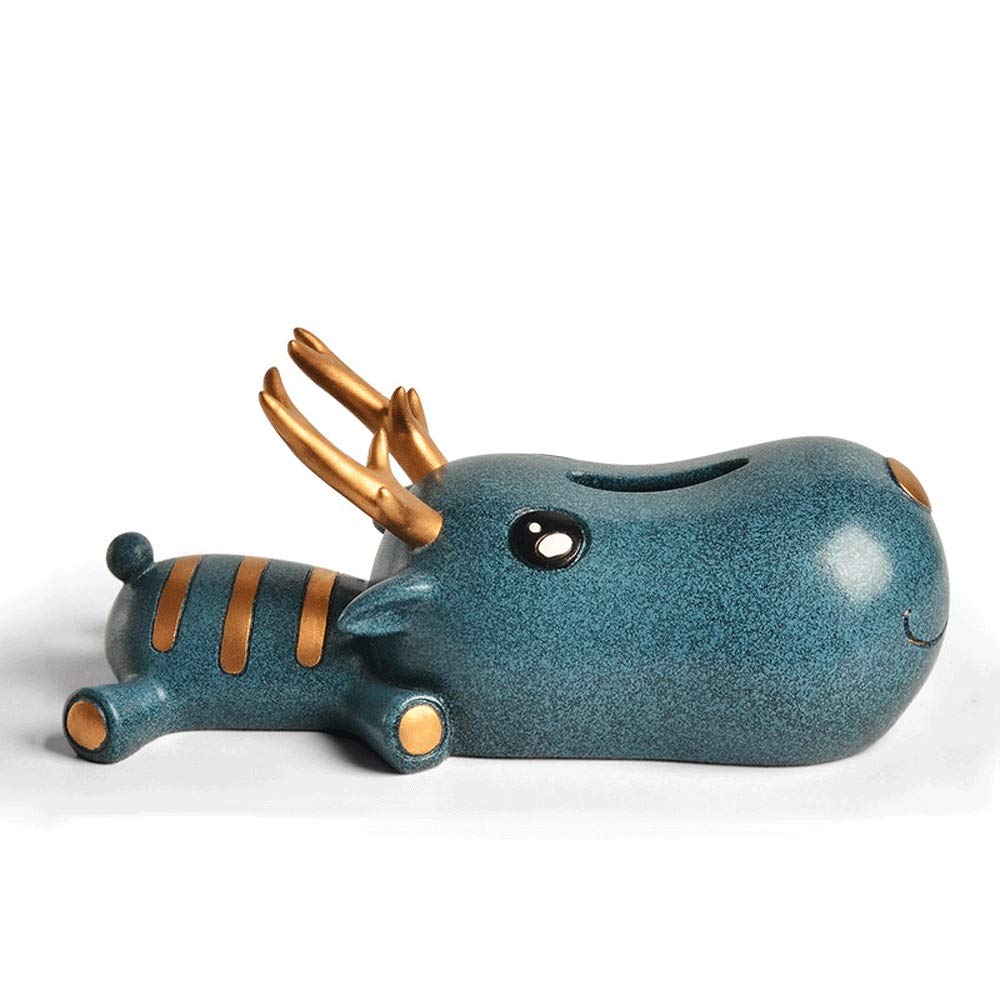 Nordic Deer Resin Tissue Paper Holder Box - Stylish Dark Green Napkin Dispenser for Home, Hotel, Office & Shop Decoration | Cute Toilet Paper Cover Case for Bathroom, Living Room & Kitchen Decor