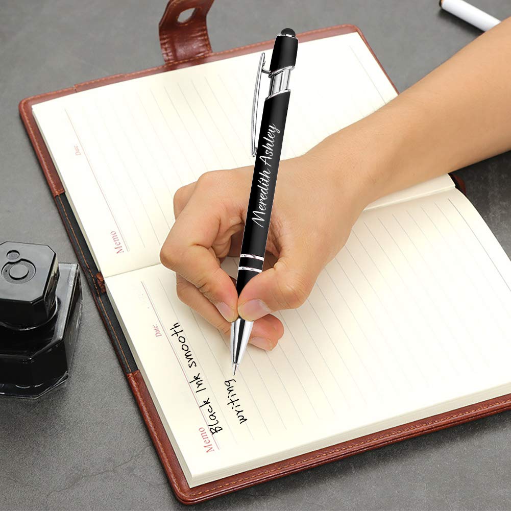 60 Pack Personalized Engraved Pens with Stylus - Custom Metal Pens for Graduation, Birthday, Boss & Teacher Gifts - Soft Touch, Name/Logo/Message Engraving - Light Green - Perfect for Office, School & Corporate Events