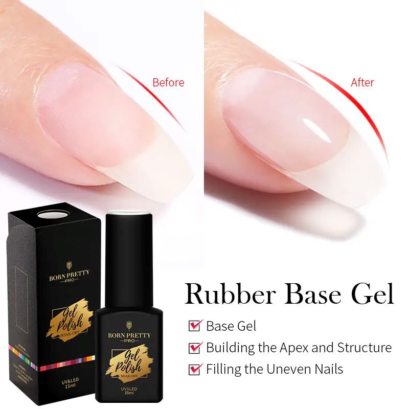 Born Pretty Rubber Base Gel for Nail Art - Strong Nail Extension & Manicure Protection - Perfect for DIY Nails, Salon Professionals & Gel Polish Lovers