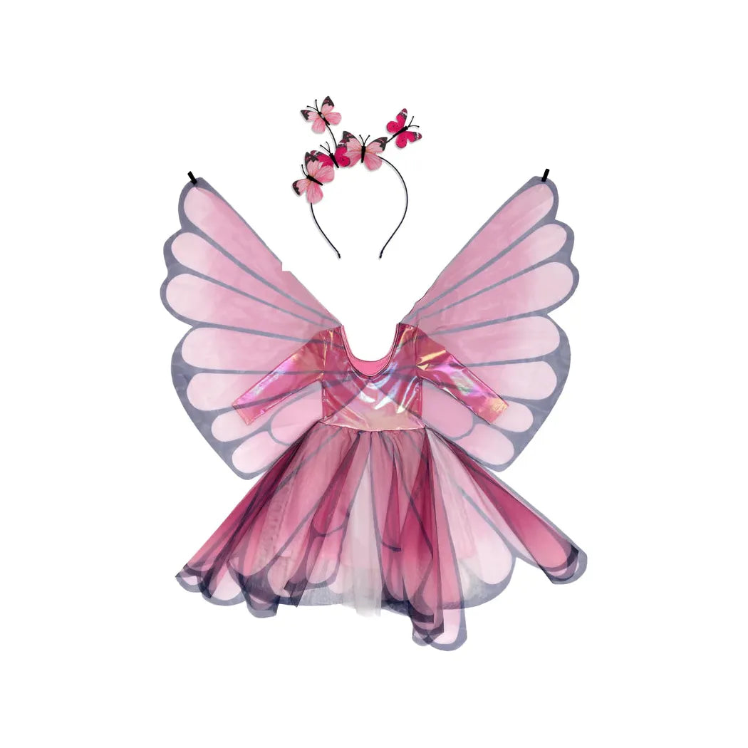 Butterfly Twirl Dress with Detachable Wings - Pink Fairy Costume for Girls | Perfect for Halloween, Birthday Parties & Dress-Up Play