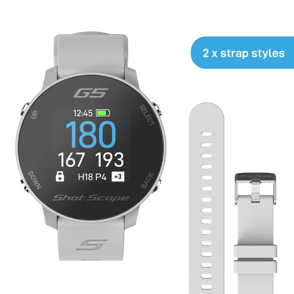 Shot Scope G5 Golf GPS Watch - Grey | Accurate Golf Rangefinder & Performance Tracker | Perfect for Golfers & Outdoor Sports Enthusiasts