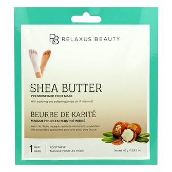 RELAXUS Shea Butter Foot Mask - Deep Moisturizing & Nourishing for Dry Cracked Feet - Perfect for Pedicures & At-Home Spa Treatments