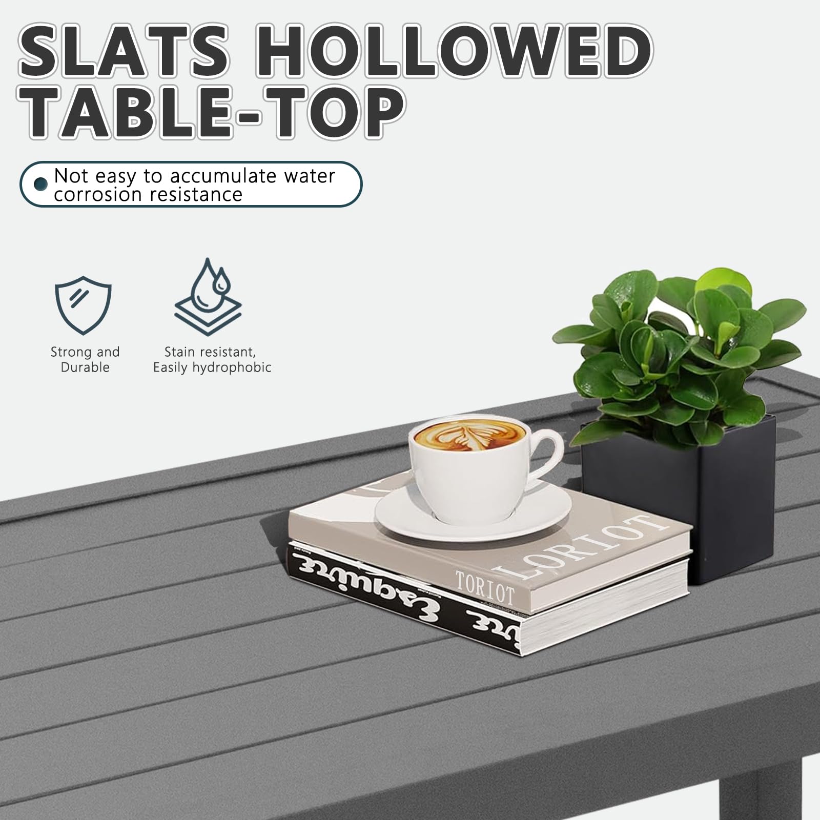 5-Piece Cast Aluminum Outdoor Patio Furniture Set - Grey Frame & Blue Cushions - Modern Metal Conversation Sofa Set for Backyard, Garden, Poolside or Deck Relaxation