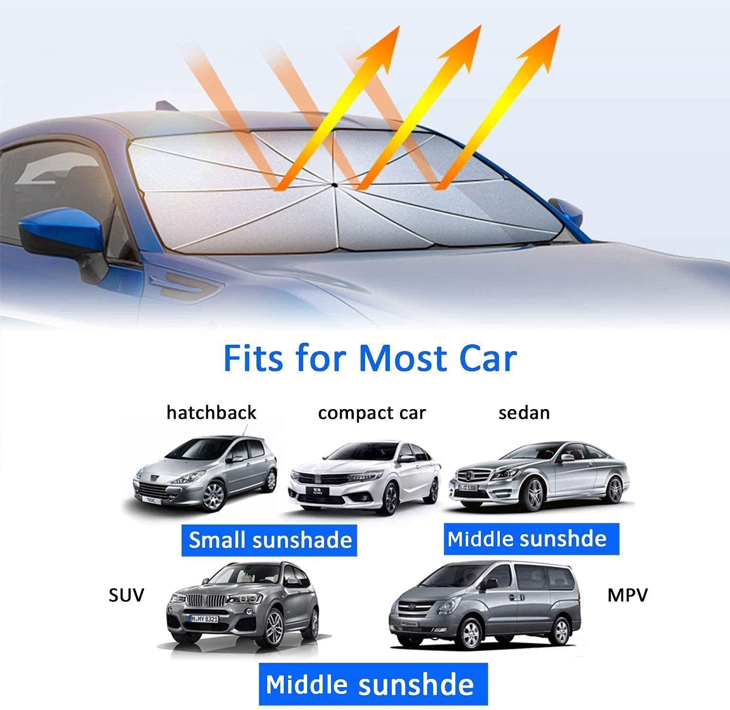 **Foldable Car Windshield Sun Shade Umbrella - UV Protection & Heat Blocking for Front Window (85x150cm) | Keep Your Car Cool in Summer | Perfect for Parking, Travel & Outdoor Use**