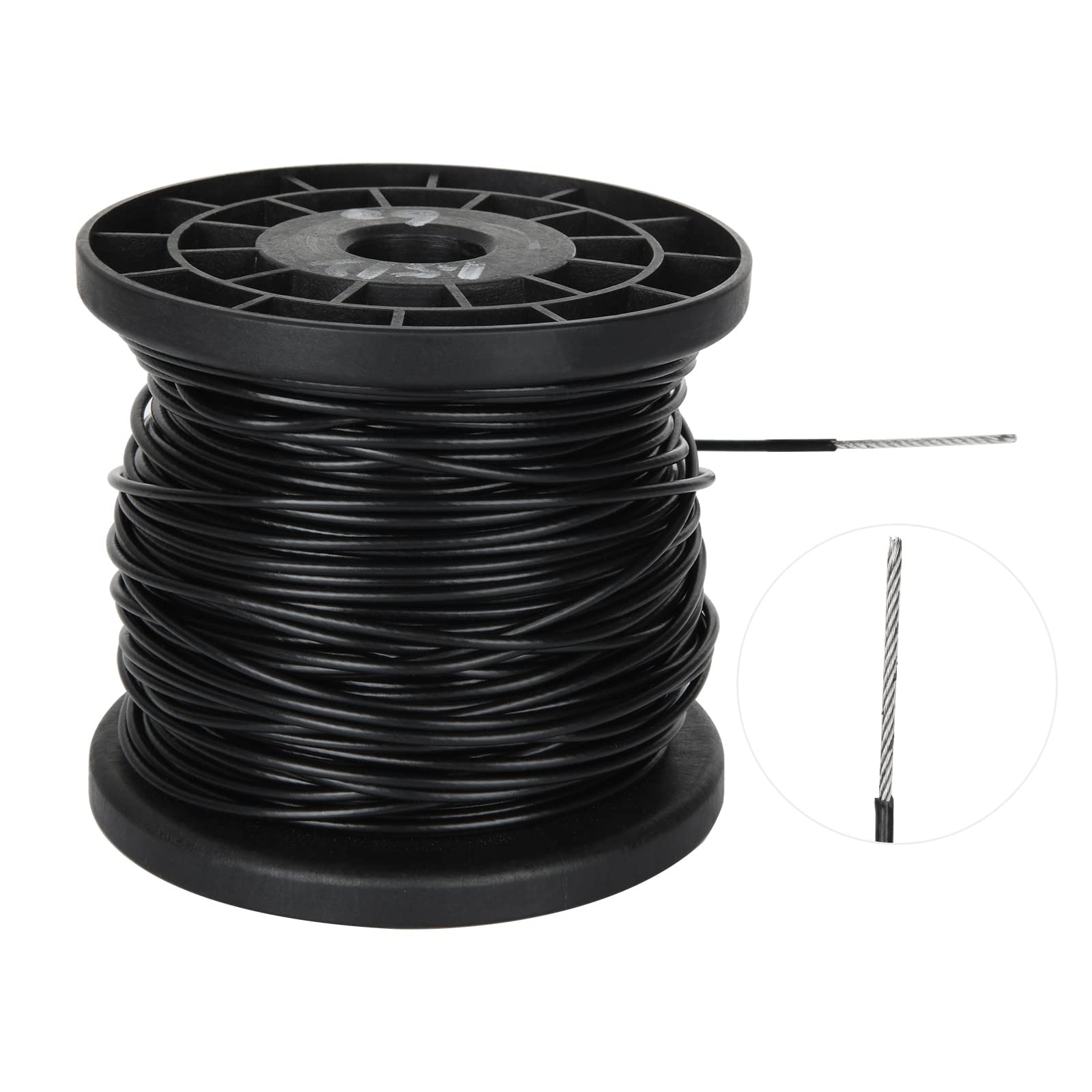 200Ft 1/16 Inch Black Coated 304 Stainless Steel Wire Rope - Vinyl Covered Cable for Hanging String Lights, Plants & Lanterns | Outdoor Decor, Garden Hanging, Patio Lighting, DIY Projects