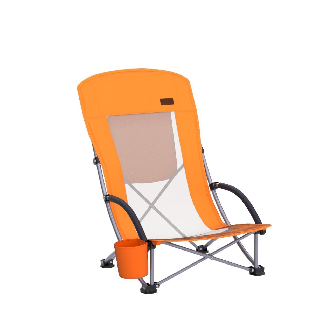Premium 2-Pack High Back Beach Chairs for Adults with Cooler, Cup Holder & Carry Bag - Heavy Duty Portable Folding Chairs for Outdoor, Camping, BBQ, Travel, Picnic, Festival (Orange) - Perfect for Beach Relaxation, Backyard Lounging & Summer Adventures