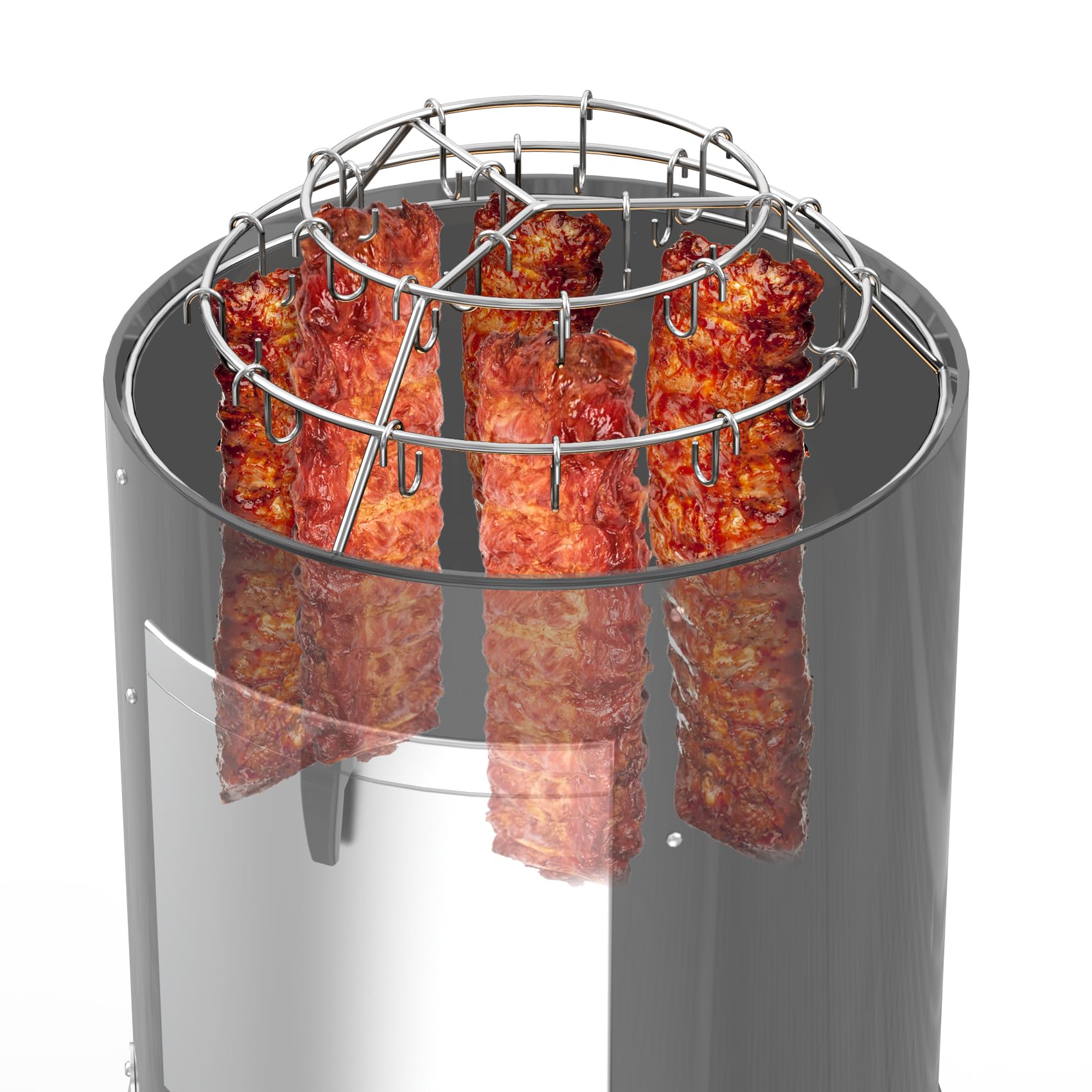 Onlyfire 3-Tier Stainless Steel Rib Hanging System with Removable Hooks - BBQ Grill Accessories for Weber 22
