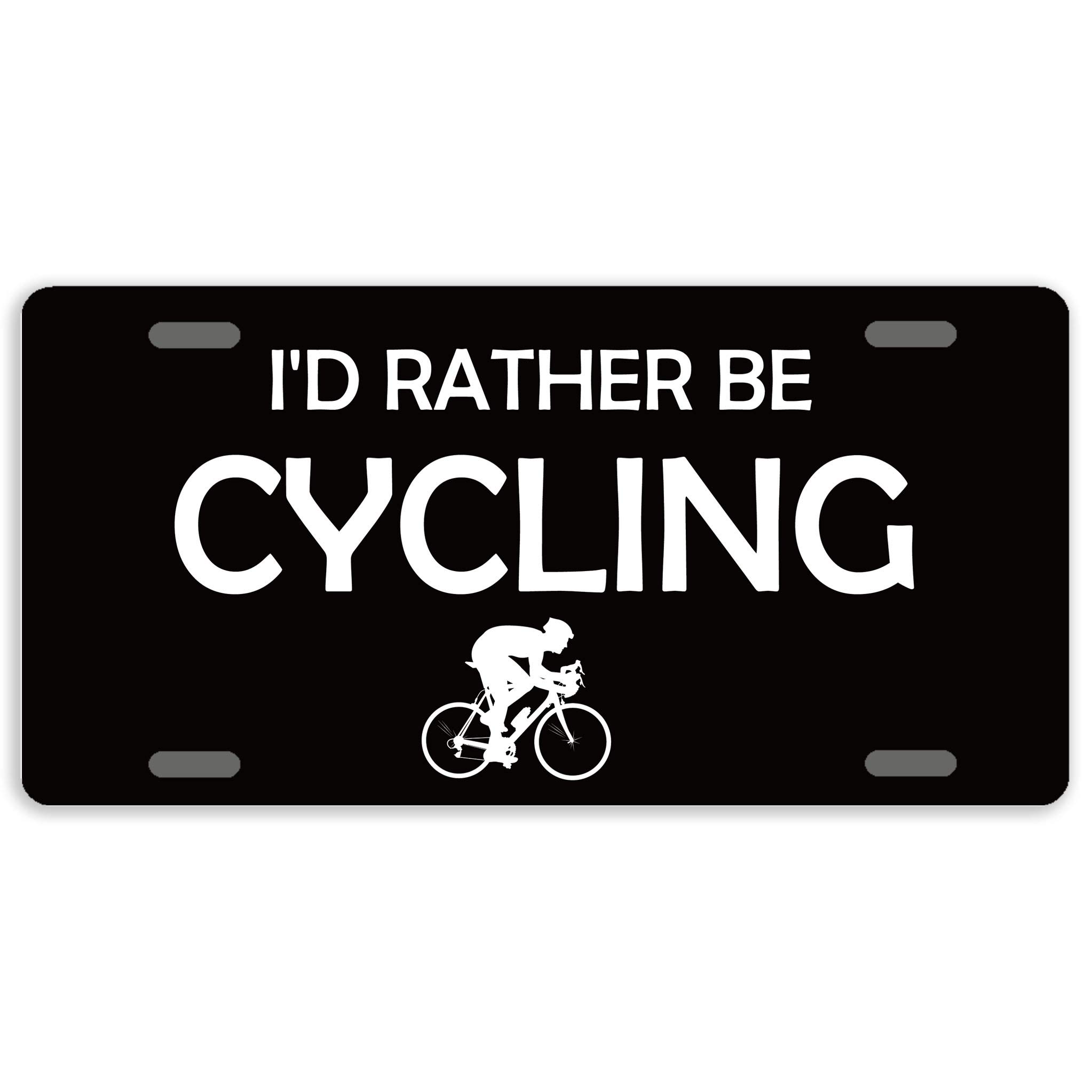 Eprocase Aluminum Novelty License Plate Cover - 'I'd Rather Be Cycling' Decorative Car Tag Sign, 12