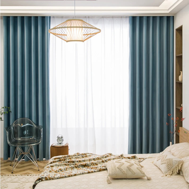 Wynter Velvet Minimalist Blackout Custom Curtains for Bedroom & Living Room - Thermal Insulated Noise Reducing Window Drapes for Home Decor