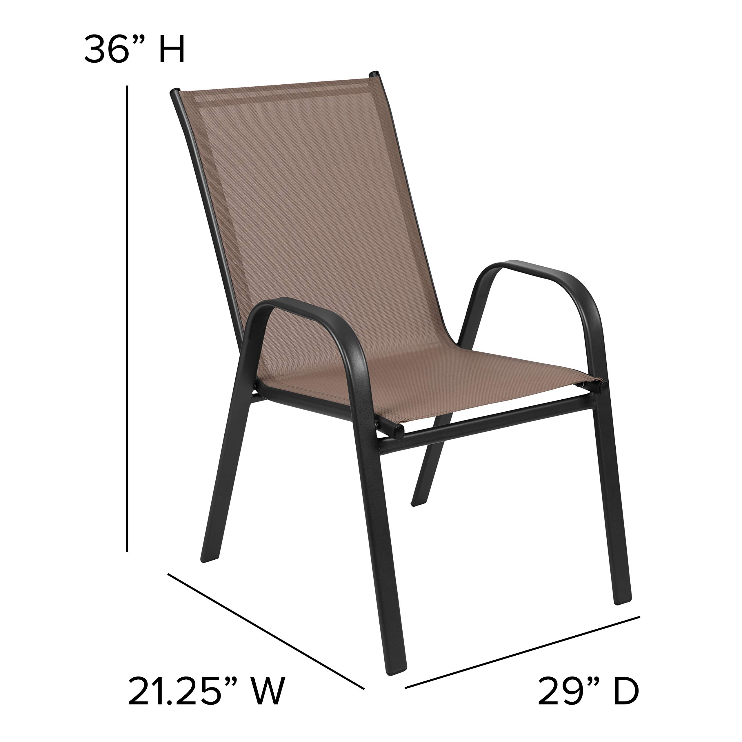 Flash Furniture Brazos 5-Piece Outdoor Patio Dining Set with 4 Brown Flex Comfort Stackable Chairs & 31.5