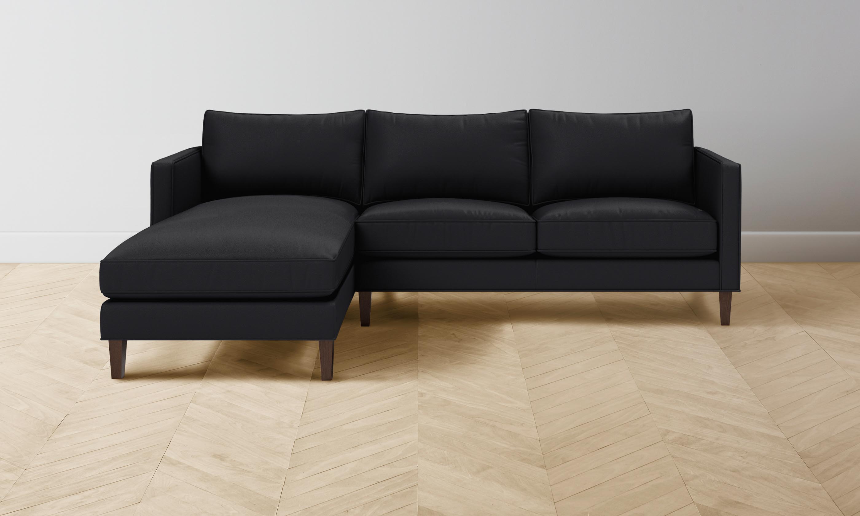 Premium Crosby Sectional Sofa with Pebbled Leather Upholstery in Ink Black - Perfect for Living Room, Lounge & Home Theater Comfort