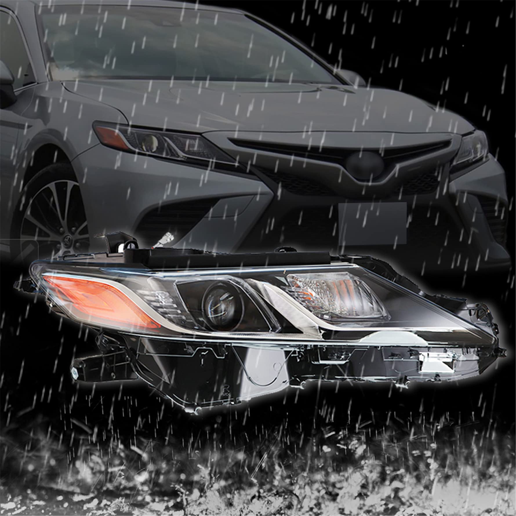 Munirater 81110-06C40 TO2503255 Black Right Front LED Projector Headlight Assembly - Replacement for 2018-2019 Toyota Camry L/LE/SE Models | Perfect for Night Driving & Enhanced Visibility