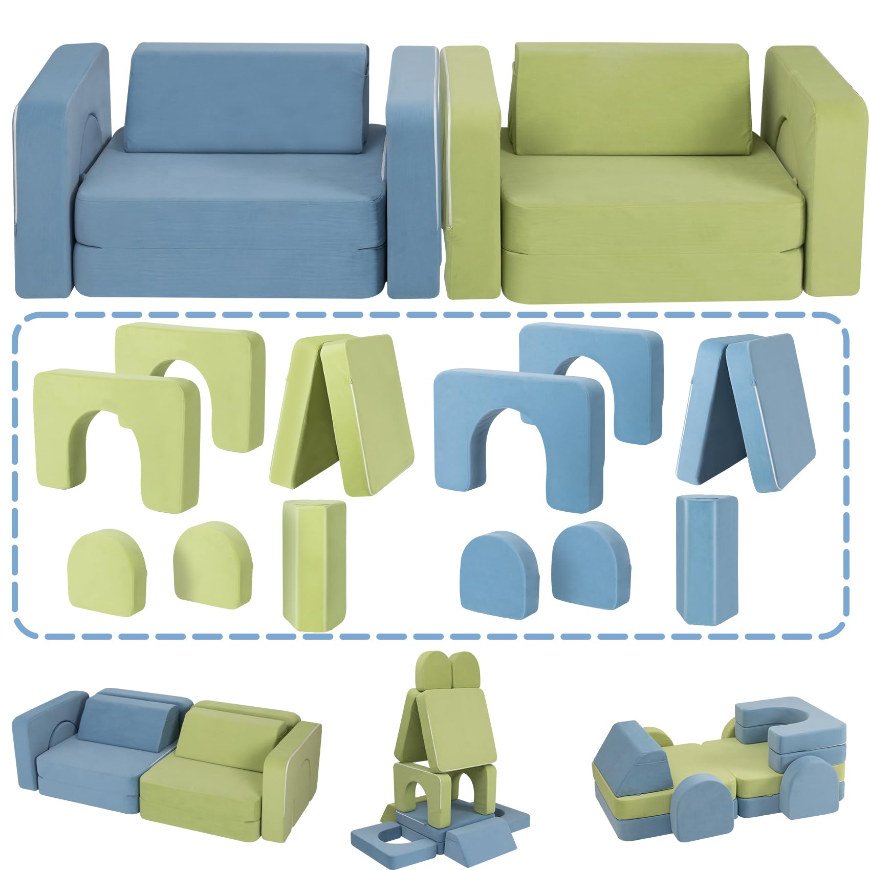 Modular Kids Play Couch - 1000+ Building Options, Super Comfy Convertible Sofa for Playroom & Nursery, Perfect Gift for Toddlers & Children - Great for Playtime, Reading Nook & Nap Time