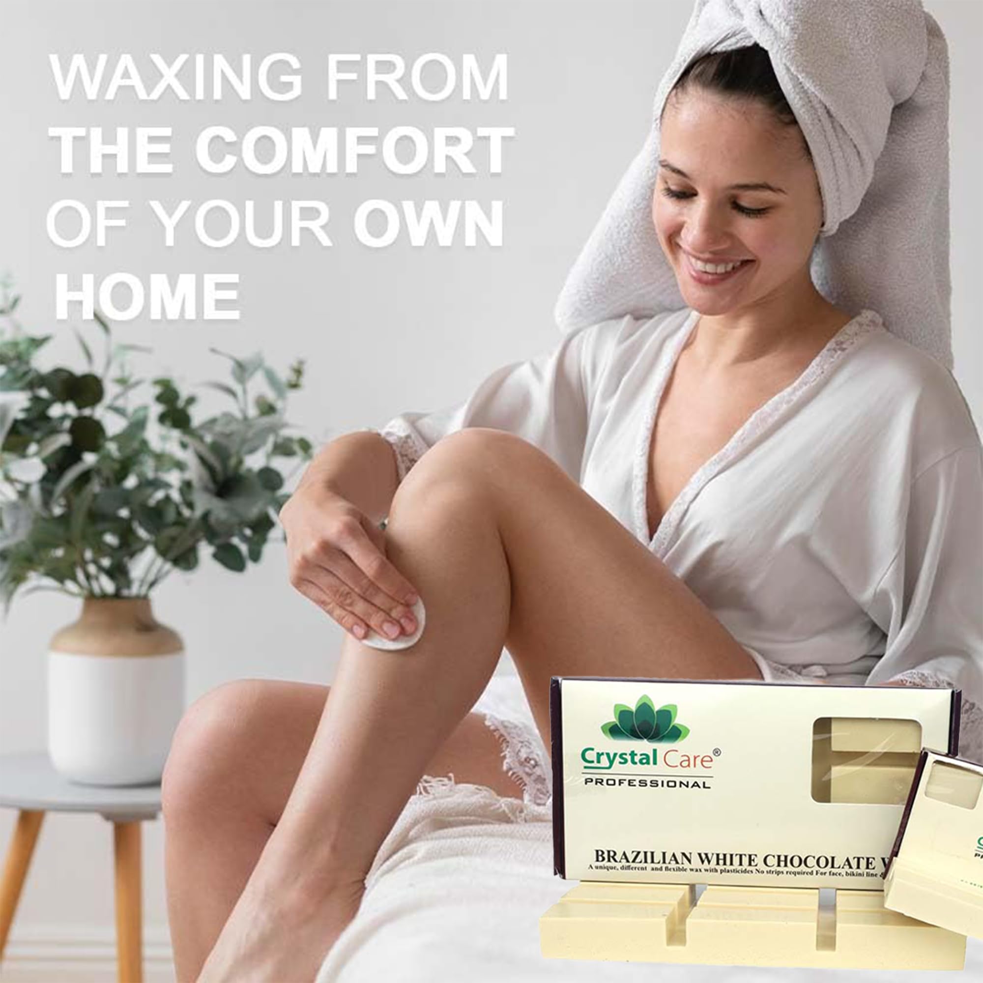 CRYSTAL CARE Brazilian White Chocolate Wax - No Strips Hair Removal Wax for Face, Bikini, Underarms | 100g Gentle Depilatory Wax with Chocolate Scent | Sensitive Skin Friendly | At-Home Salon Waxing Kit (2 Pack) - Perfect for DIY Beauty & Spa Nights
