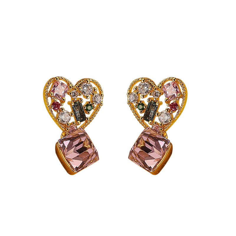 Vintage CZ Heart Dangle Earrings for Women - Sparkling Cubic Zirconia Drop Earrings | Perfect for Valentine's Day, Anniversary, Wedding & Date Night Jewelry Gift | DMS181