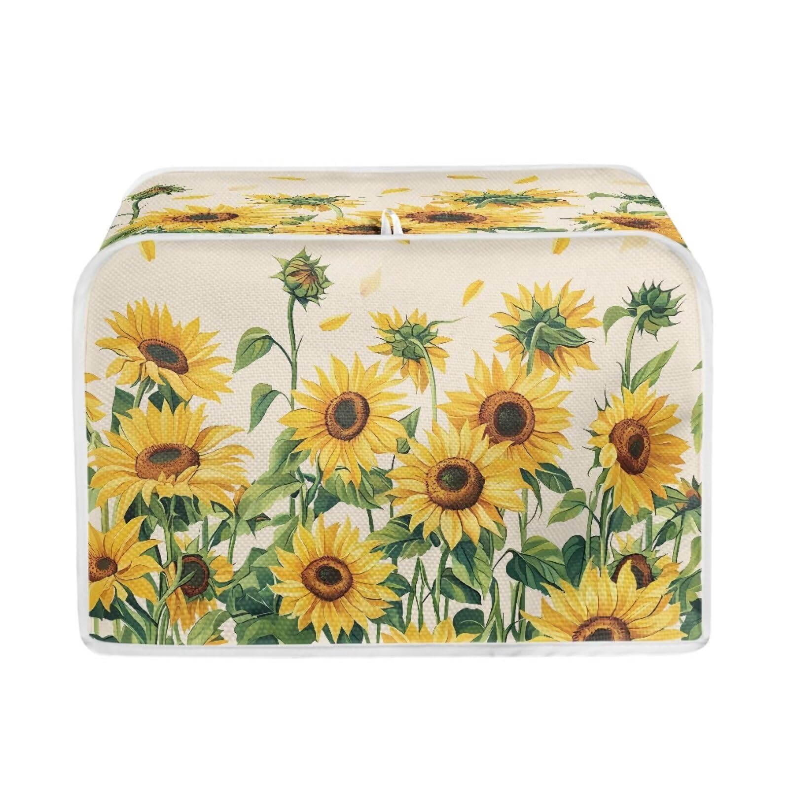 Sunflower Pattern 2-Slice Toaster Cover - Heat-Resistant Kitchen Appliance Dust Protector for Toaster Ovens - Cute Home Decor for Country Style Kitchens | Perfect for Rustic Farmhouse, Cottagecore & Vintage Kitchen Themes