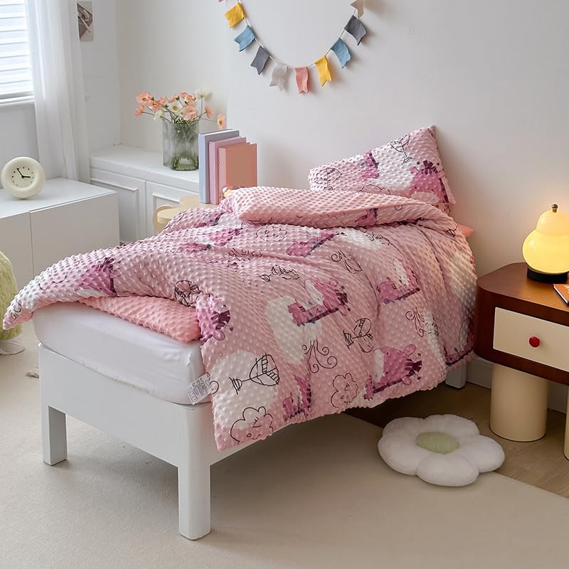 Sleepwish Giraffe Print 6-Piece Fleece Toddler Bedding Set - Soft Pink Crib Bedding for Boys & Girls (47