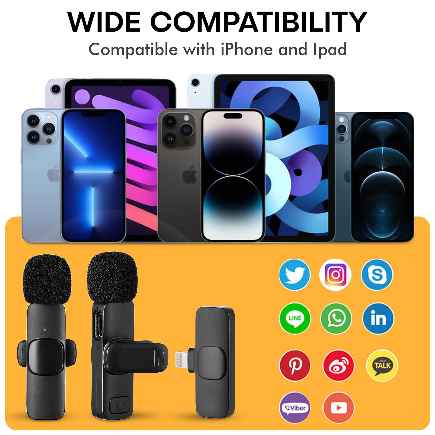 **2 Pack Wireless Lavalier Microphone for iPhone - Studio Quality Bluetooth Mic for Vlogging, Podcasting, YouTube, Live Streaming & Interviews | Perfect for Content Creators & Professionals**