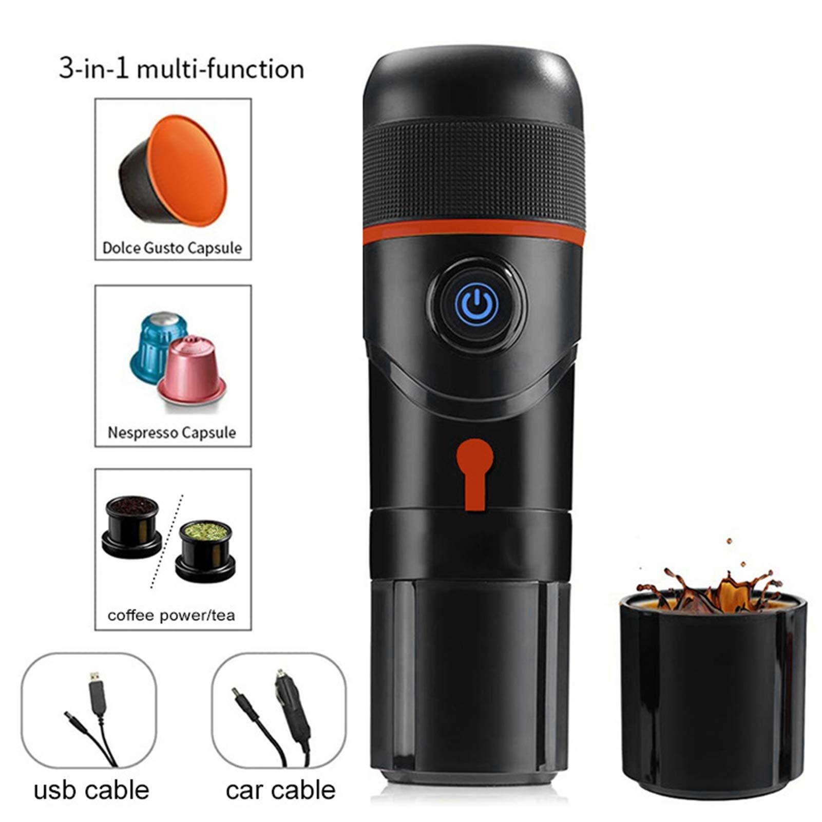 Portable Electric Coffee Maker for Travel - USB Powered Capsule Coffee Machine for Home, Car & Outdoor Use | Perfect for Camping, Road Trips & Office Breaks