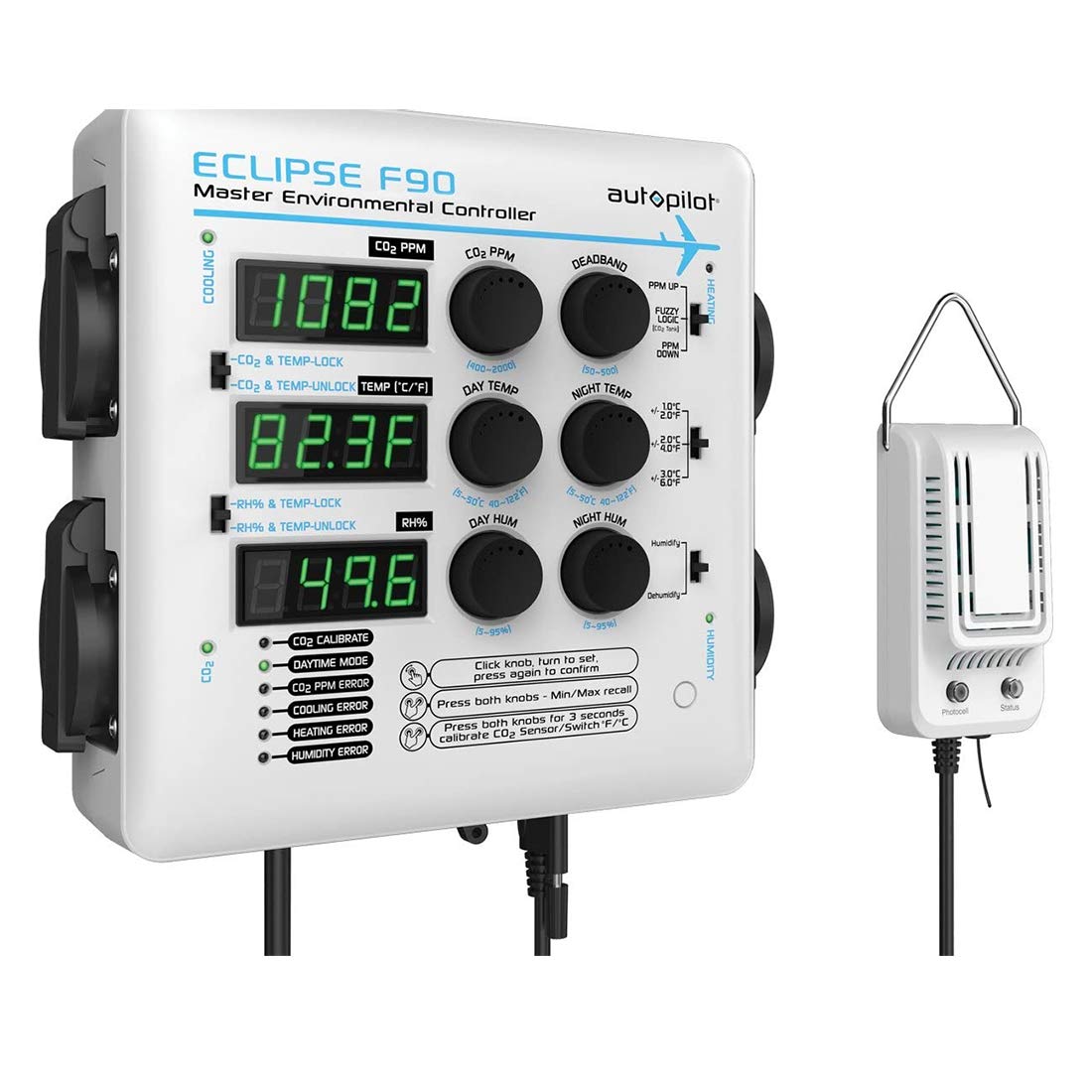 Hydrofarm Autopilot APE4200 Eclipse F90 Master Environmental Controller - Humidity, Temperature & CO2 Monitor for Grow Tents & Greenhouses - Perfect for Indoor Gardening & Hydroponics Systems