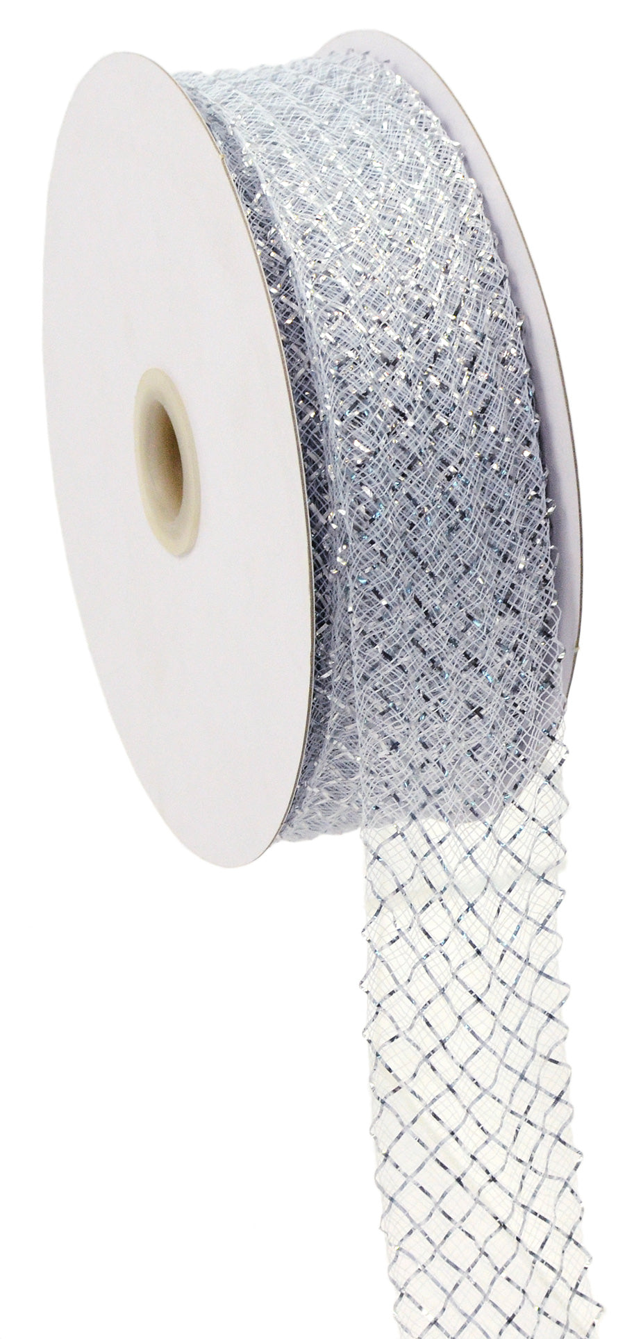 1.5 Inch Deco Flex Mesh Ribbon - Metallic White (30 Yards) for Gift Wrapping, Party Decorations, and DIY Crafts