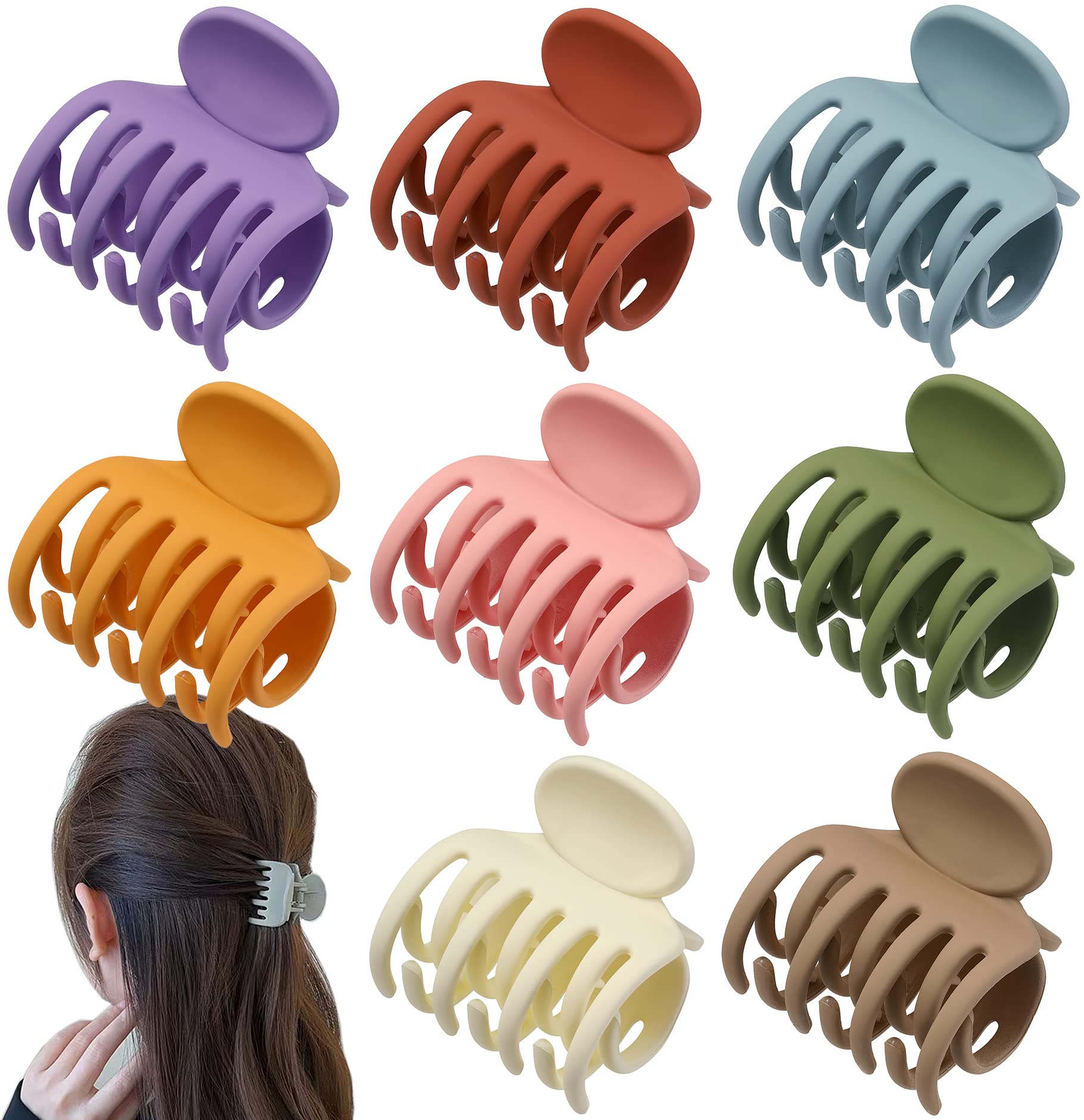 Small Claw Hair Clips for Women & Girls with Thin Hair - 1.5 Inch Medium Size Strong Hold Double Layer Jaw Clips - Mini Matte Non-Slip Hair Accessories (8 Colors with Gift Box) - Perfect for School, Work, Gym & Everyday Styling