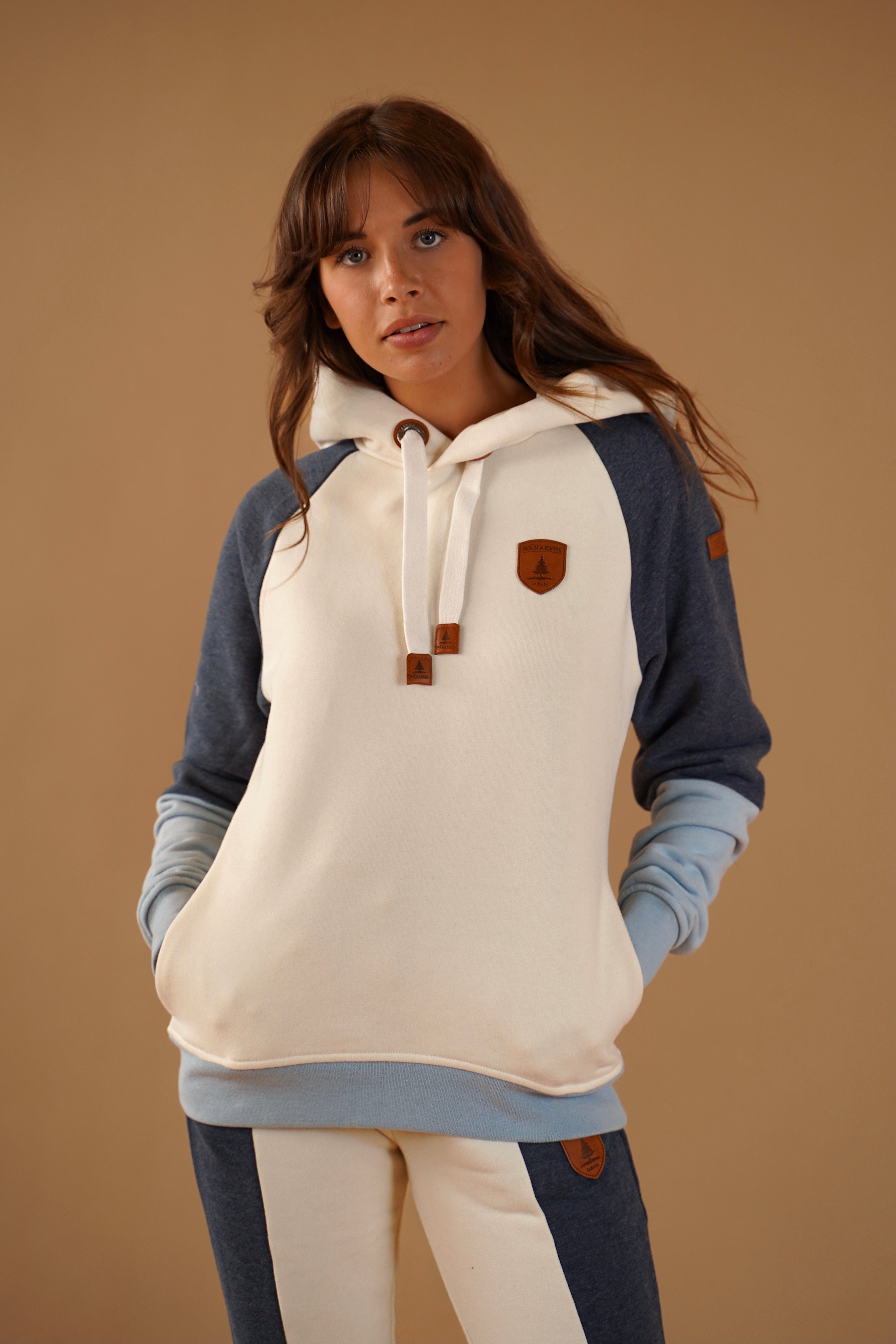 Premium Navy & Oatmeal Hoodie for Men & Women - Soft Fleece Pullover with Kangaroo Pocket - Perfect for Casual Wear, Gym, and Outdoor Activities