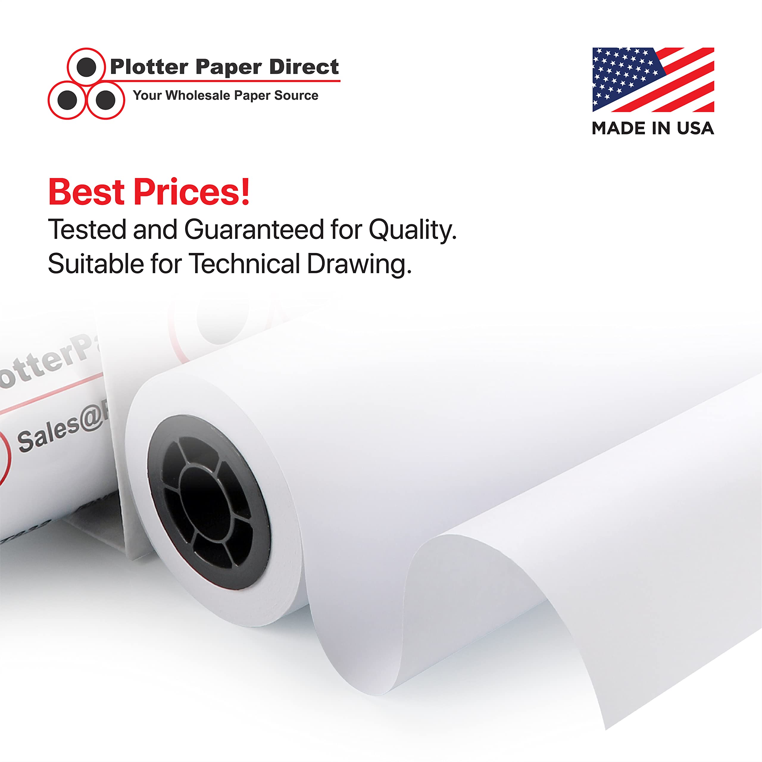 Premium 18lb Translucent Plotter Paper - 4 Rolls, 36