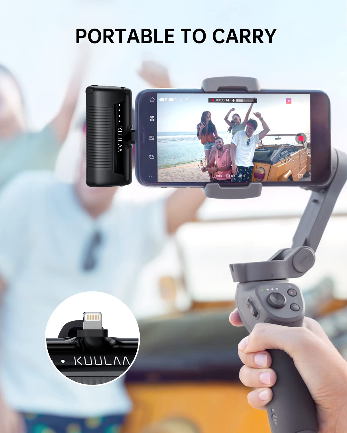 Kuulaa 4500mAh Portable Charger with Built-in Lightning Cable - Compact Power Bank for iPhone 14/13/12 Series (14 Pro/Pro Max/Plus) - Fast Charging External Battery for Travel, Camping & Emergency Backup (Black) | Perfect for Outdoor Adventures, Business Trips & Daily Commute