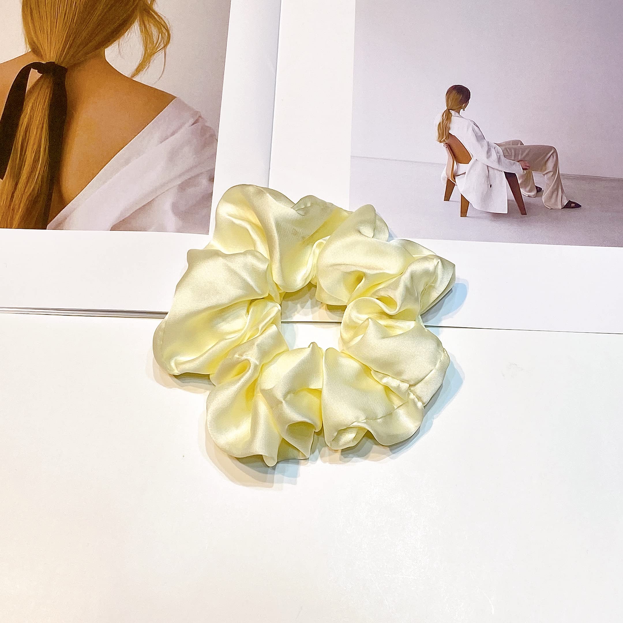 6-Piece Satin Silk Scrunchies for Women - Soft Hair Ties & Ponytail Holders That Don't Damage Hair - Perfect for Workouts, Office, and Everyday Use
