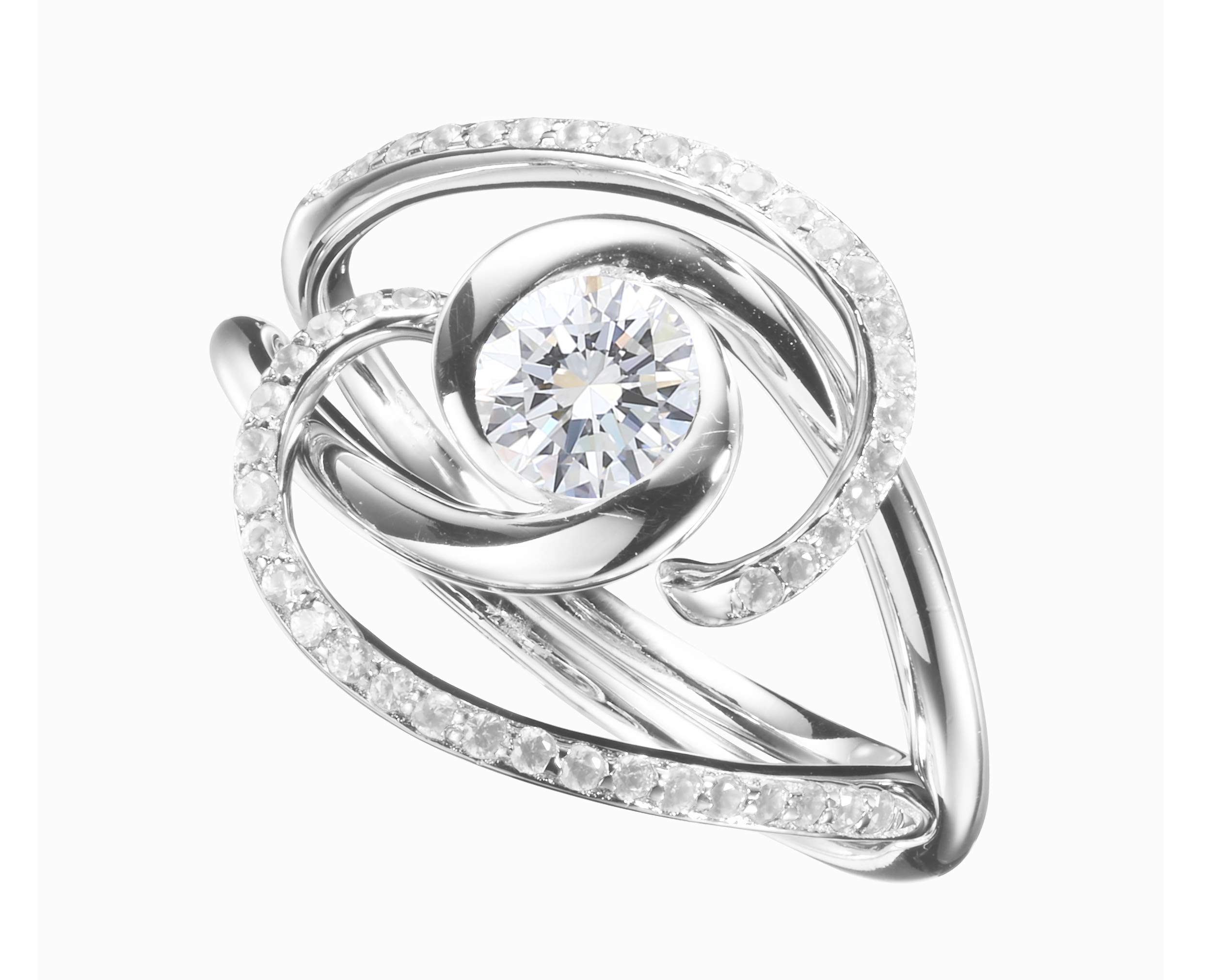 Majade Diamond Alternative Engagement Ring - 14K White Gold Handmade Wedding Band, April Birthstone Minimalist Ring | Unique Non-Traditional Jewelry for Proposals, Anniversaries & Special Occasions