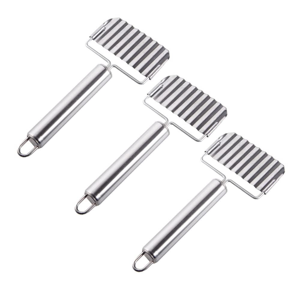 DOITOOL 3-Piece Stainless Steel Soap & Vegetable Cutter Set - Potato, Cucumber, French Fry Crinkle Cutter with Ergonomic Handle for Kitchen, Soap Making & Food Prep