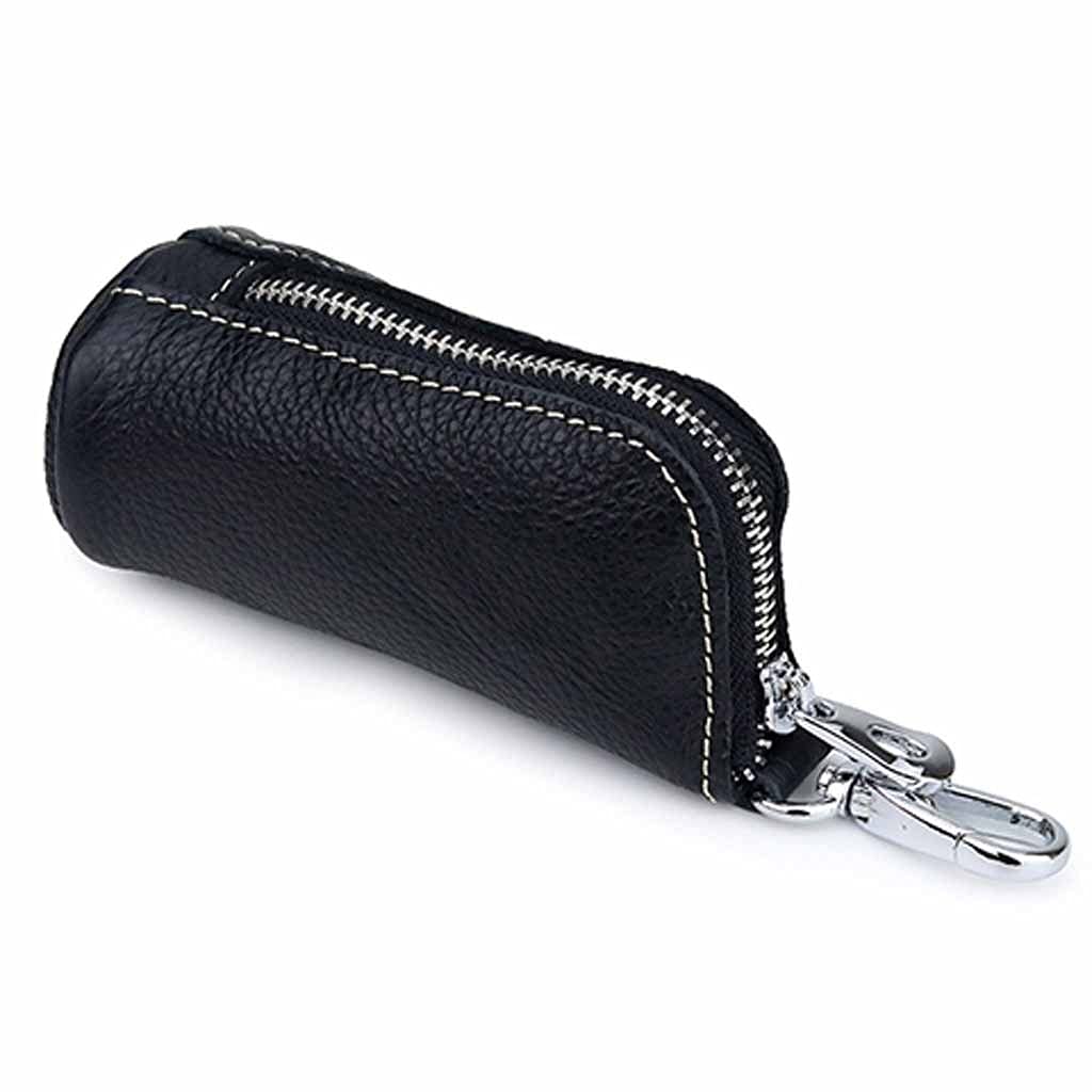Stylish European & American Leather Key Holder for Women & Men - Unisex Keychain Wallet with Key Ring (Color: Brown) - Perfect for Everyday Use, Travel & Organization